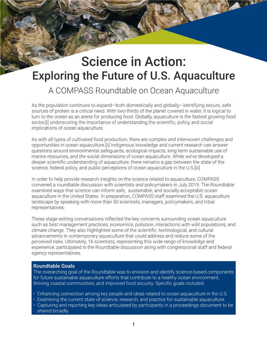 FINAL COMPASS Aquaculture Roundtable Brief