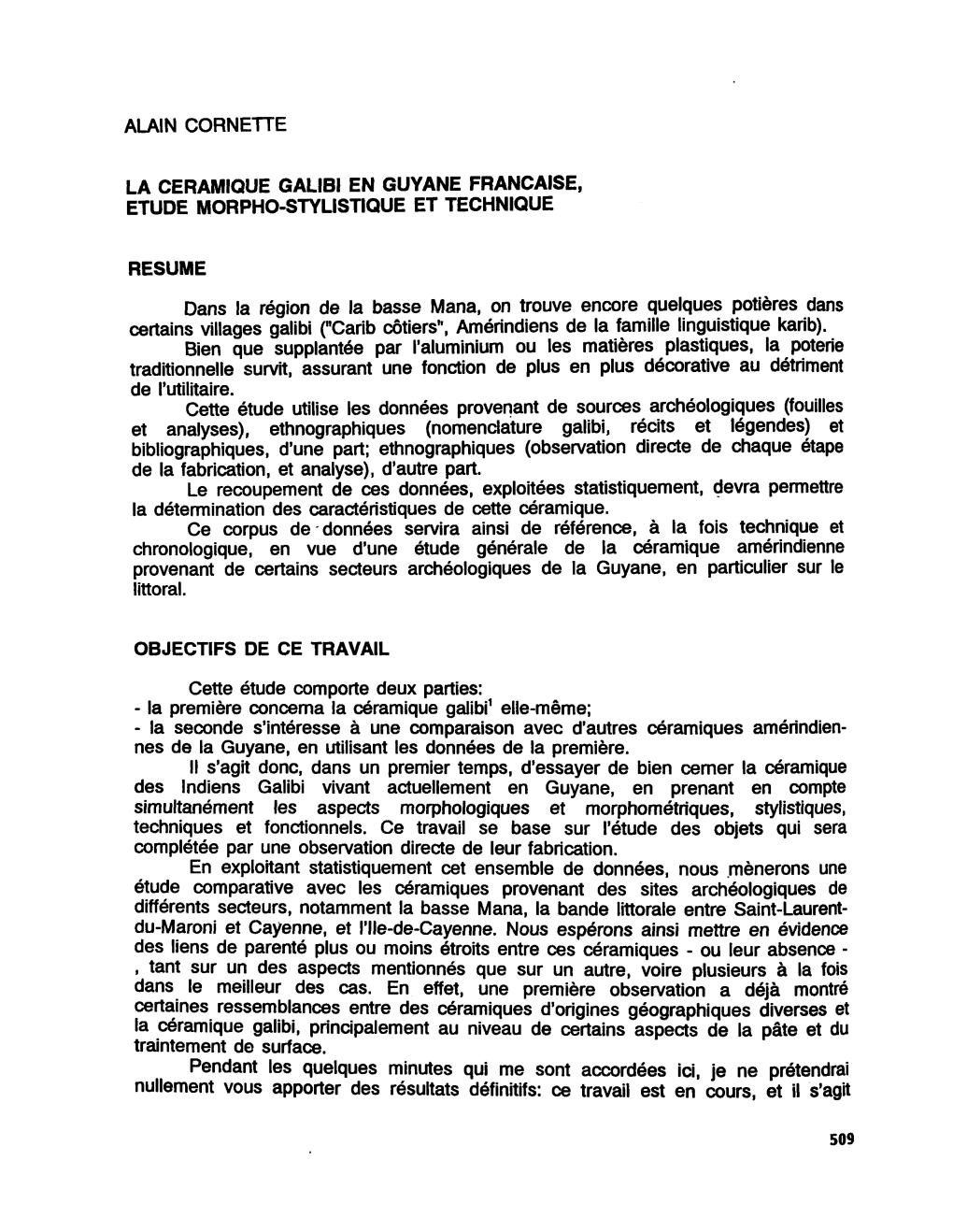 Alain Cornette La Ceramique Galibi En Guyane Française