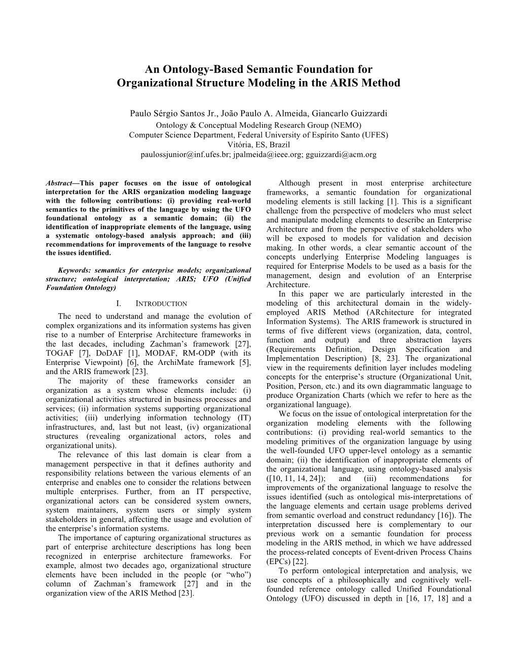 An Ontology-Based Semantic Foundation for Organizational Structure Modeling in the ARIS Method