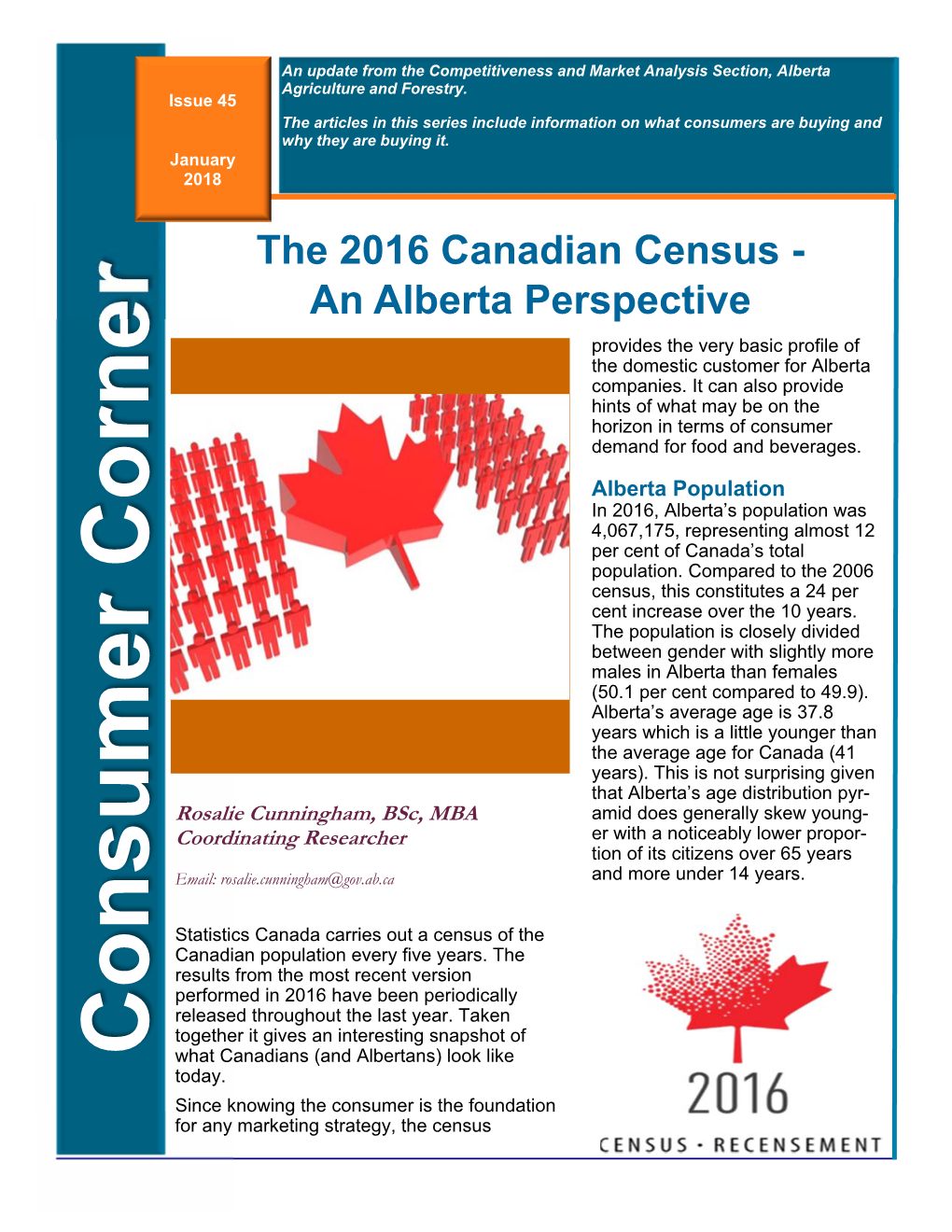 The 2016 Canadian Census - an Alberta Perspective