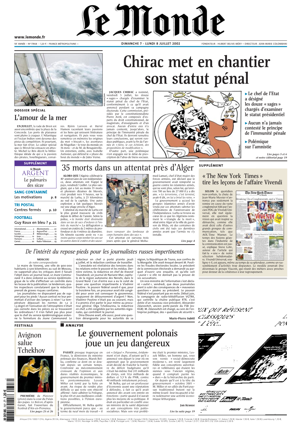 LE MONDE/PAGES&lt;UNE&gt;