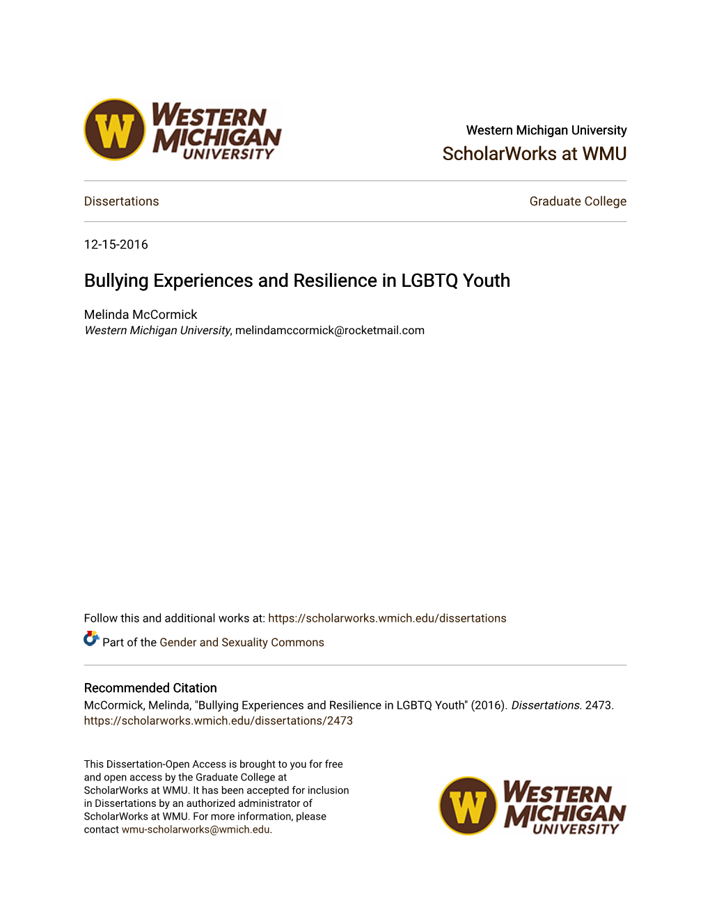 Bullying Experiences and Resilience in LGBTQ Youth