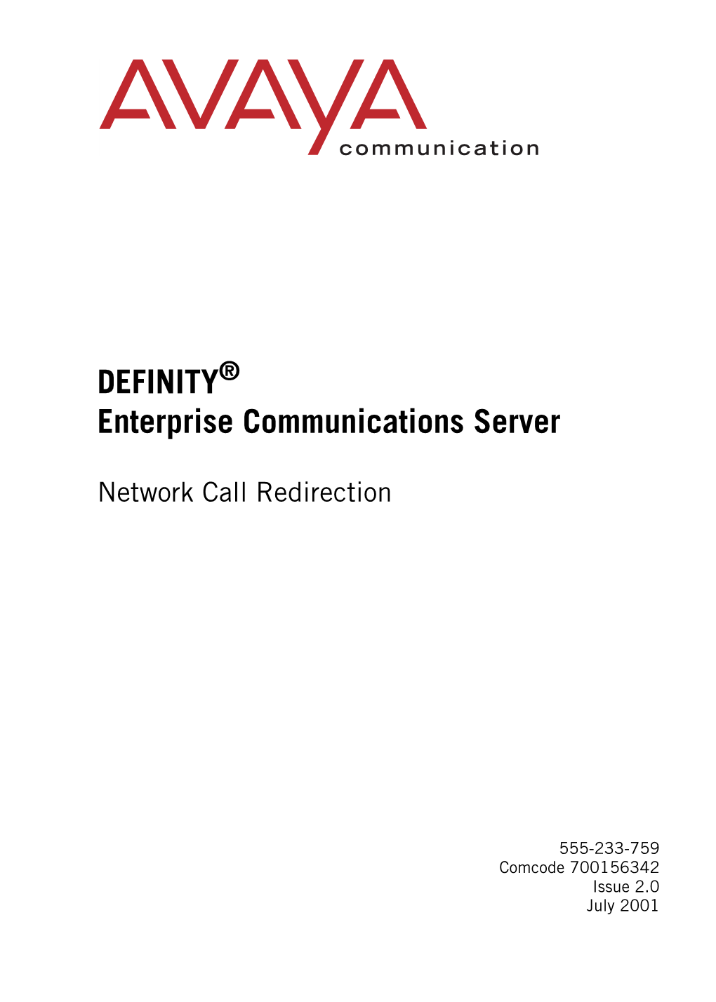 DEFINITY ECS Network Call Redirection