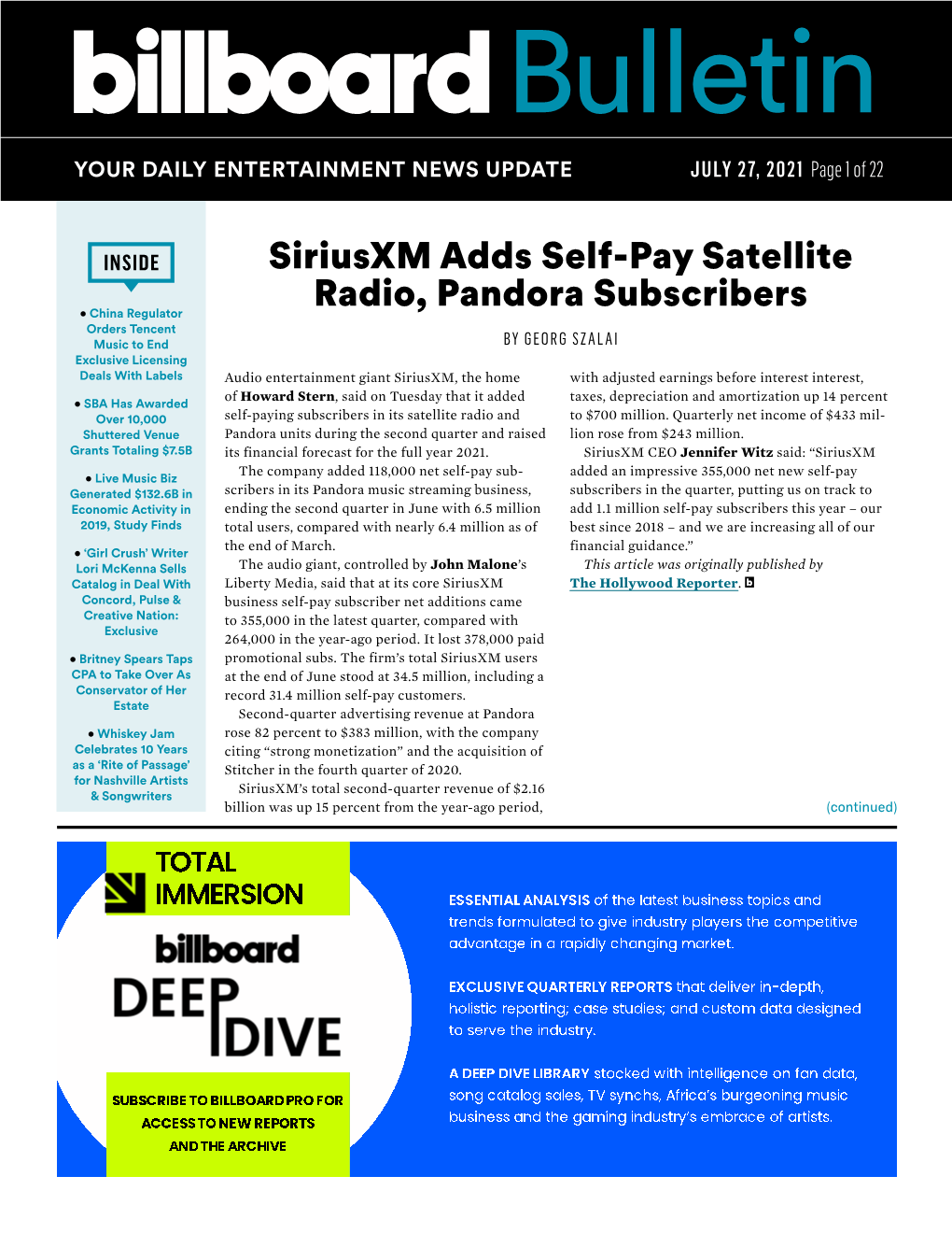 Siriusxm Adds Self-Pay Satellite Radio, Pandora Subscribers