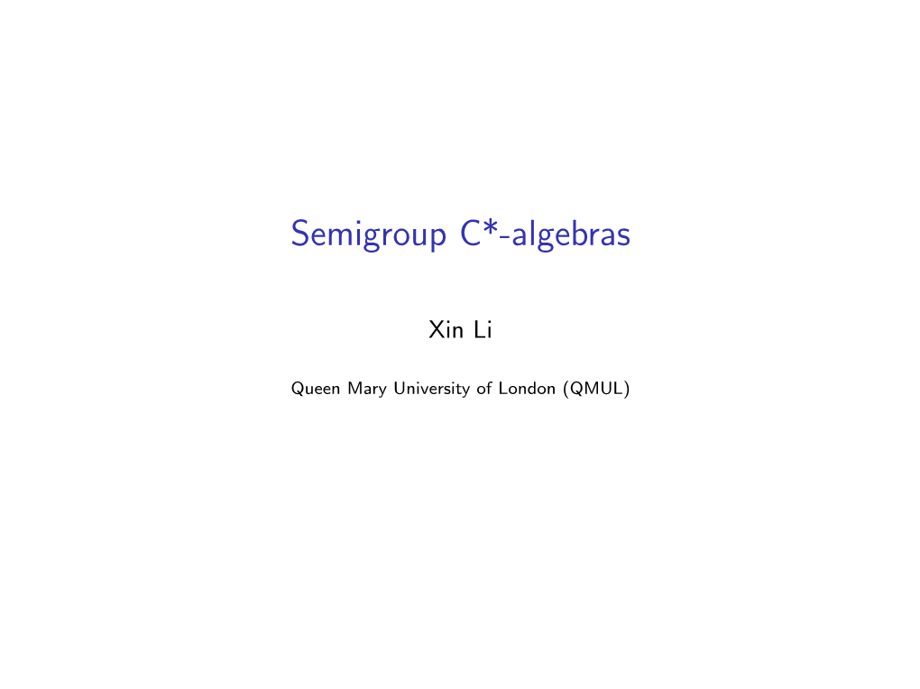 Semigroup C*-Algebras