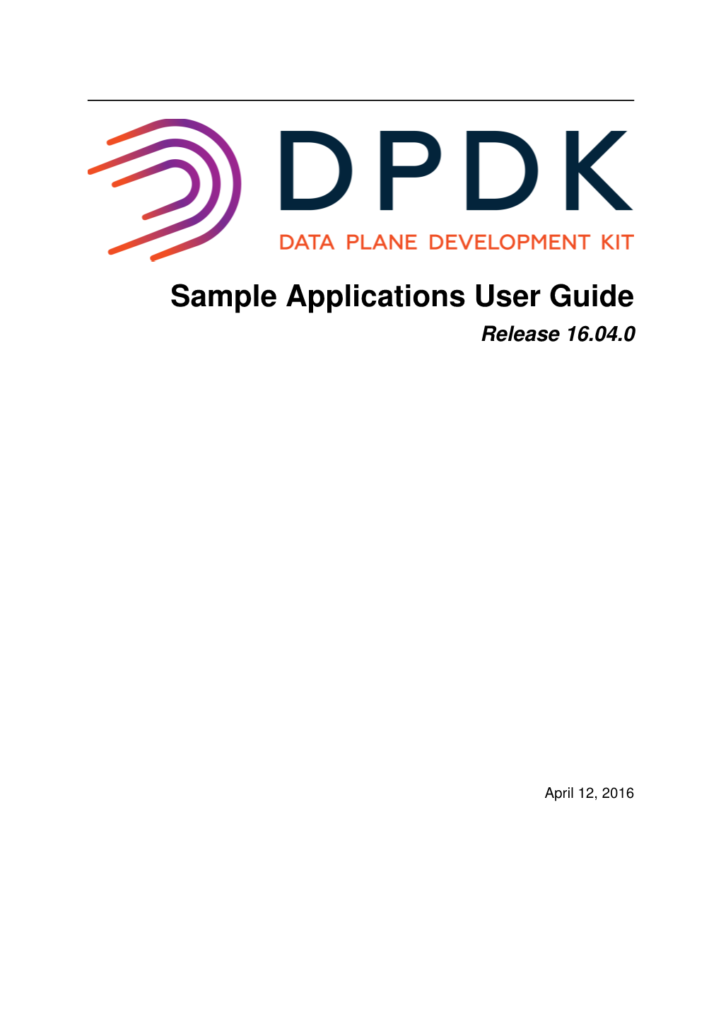 Sample Applications User Guide Release 16.04.0