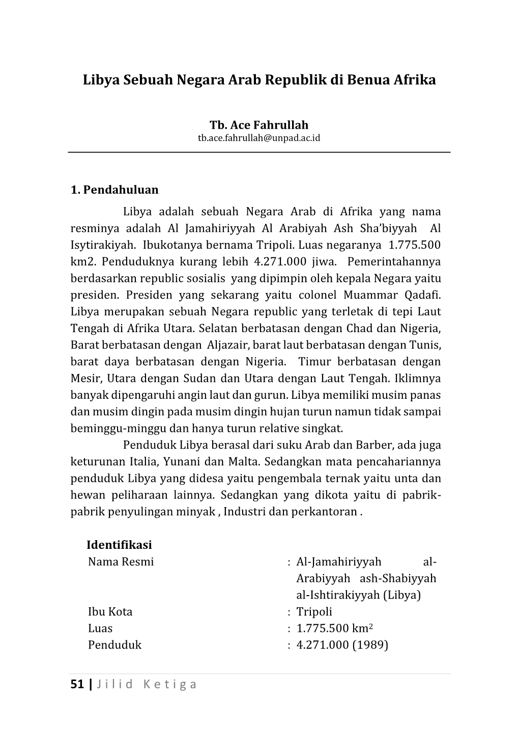 Libya Sebuah Negara Arab Republik Di Benua Afrika