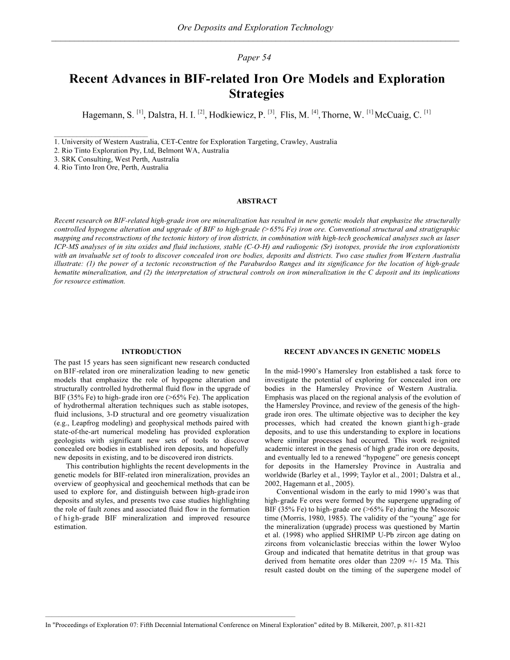 Recent Advances in BIF-Related Iron Ore Models and Exploration Strategies