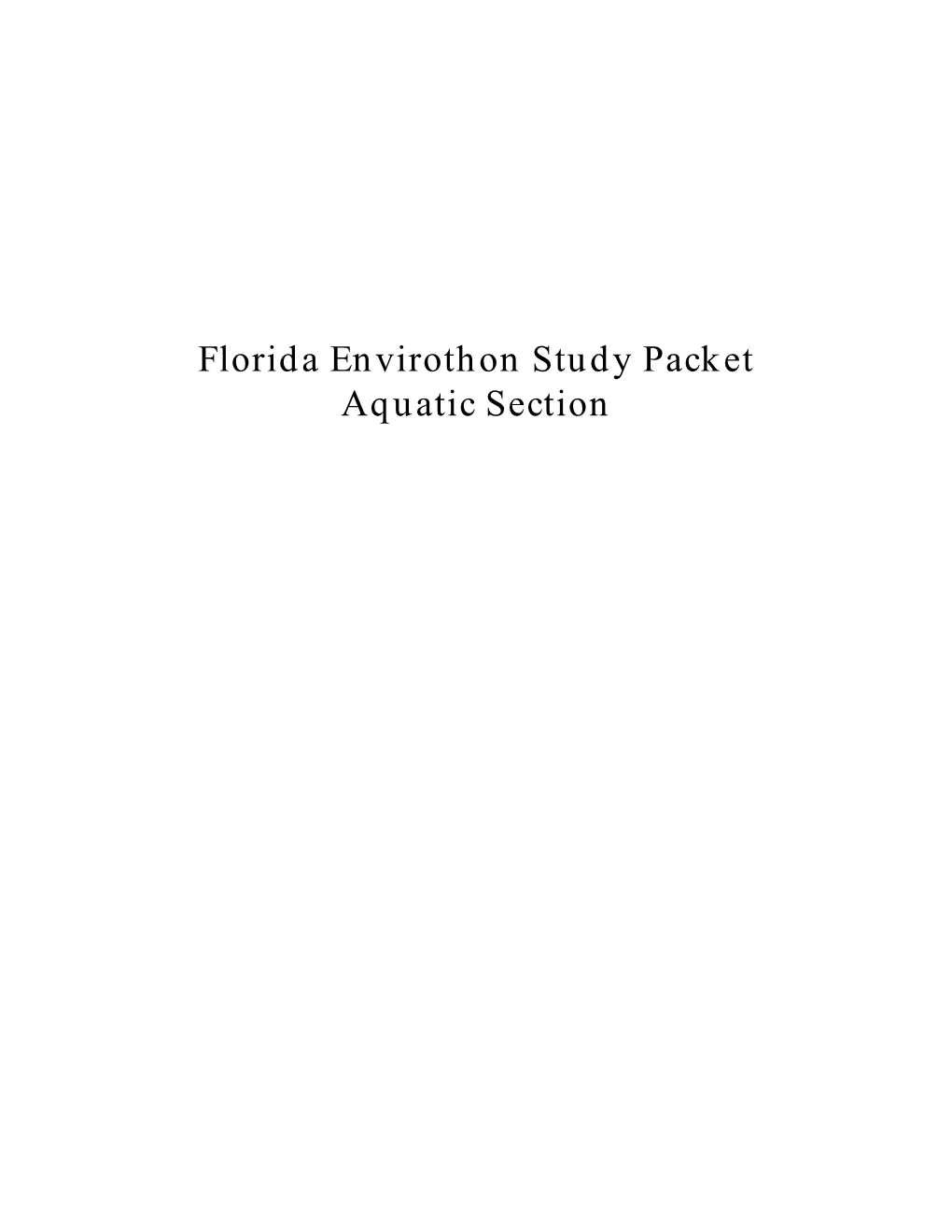 Florida Envirothon Study Packet Aquatic Section