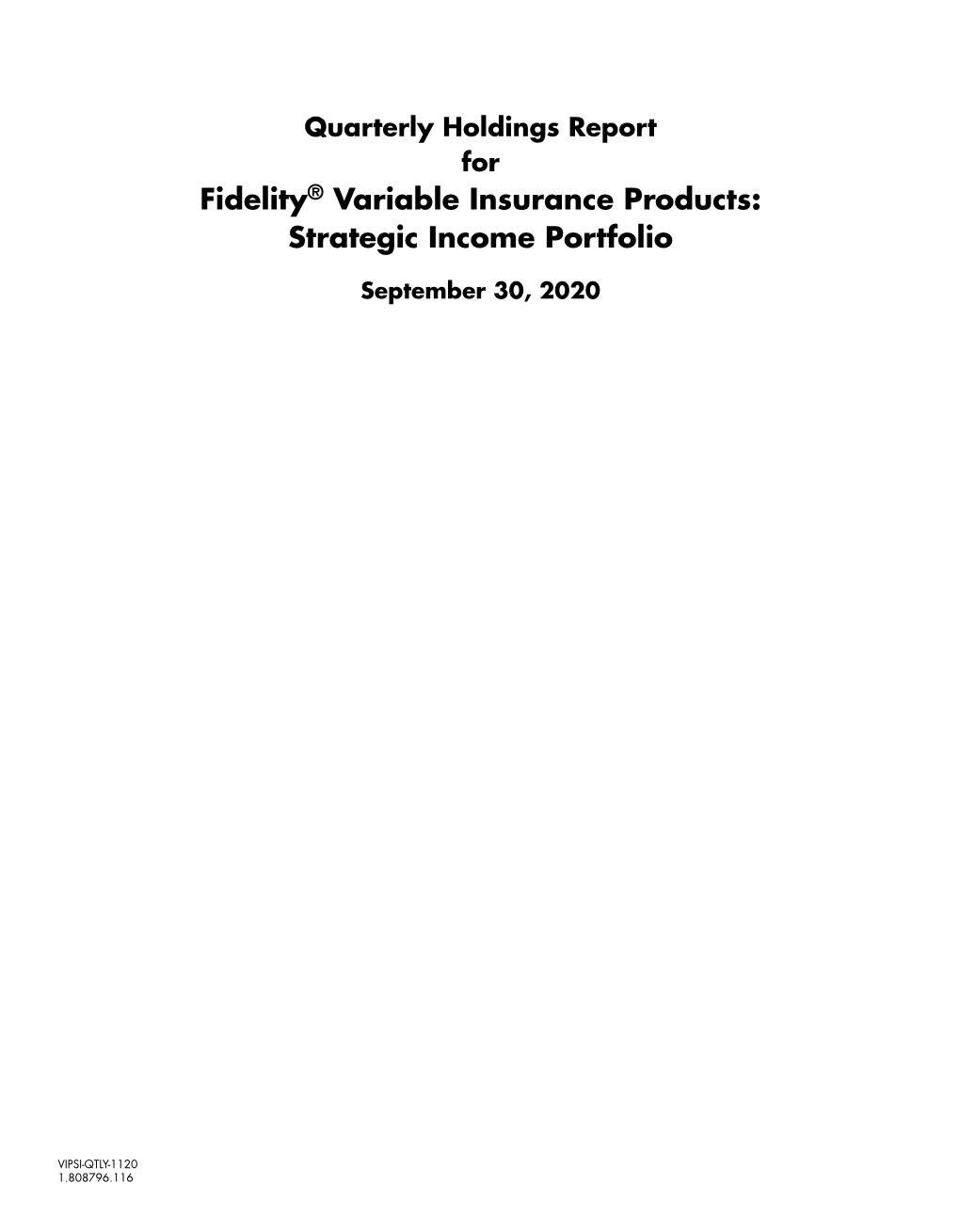 Fidelity® Variable Insurance Products: Strategic Income Portfolio