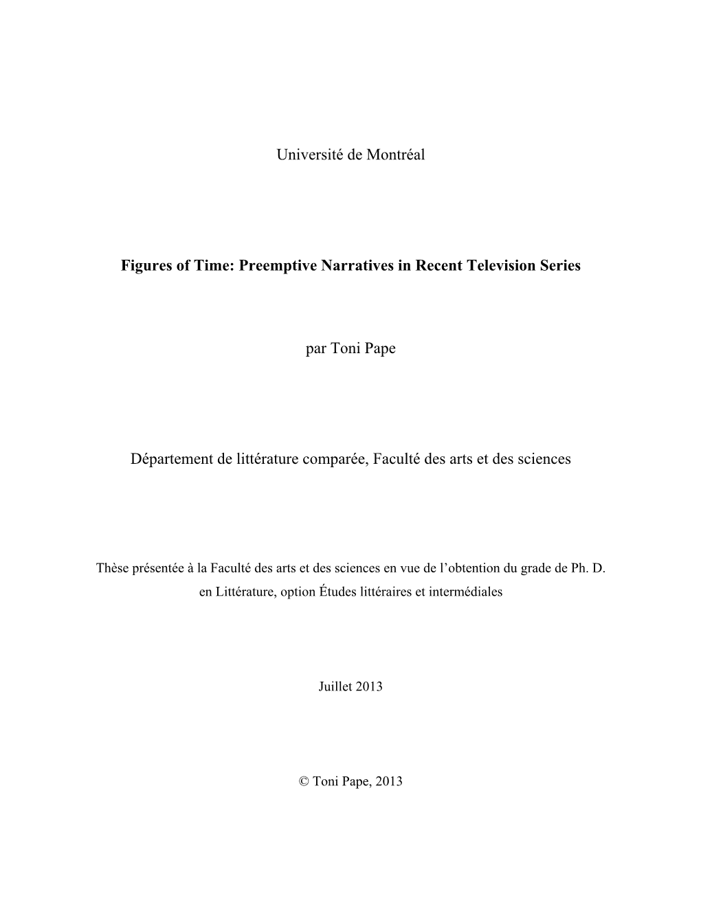 Preemptive Narratives in Recent Television Series Par Toni Pape