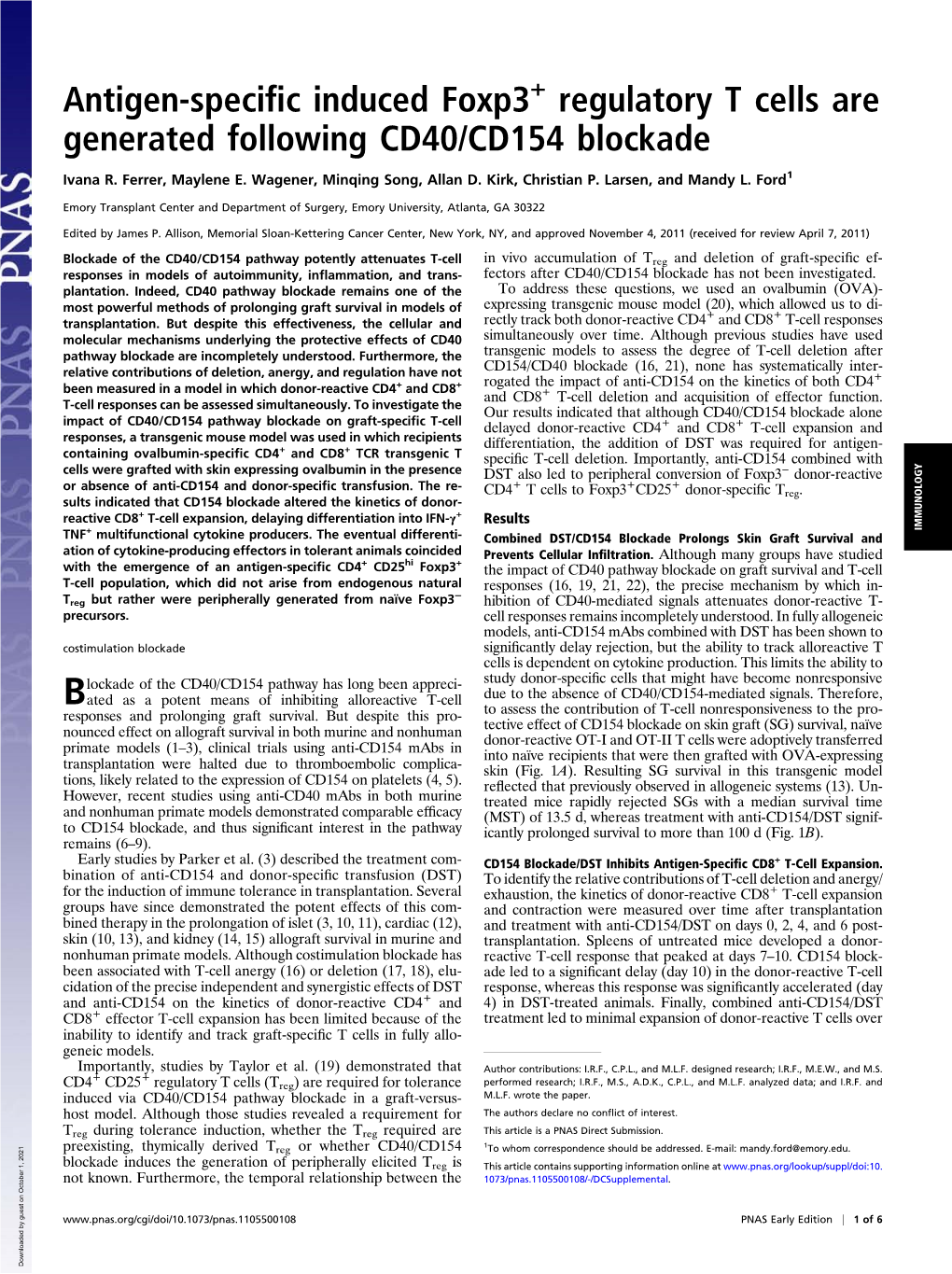 Antigen-Specific Induced Foxp3 Regulatory T Cells Are Generated