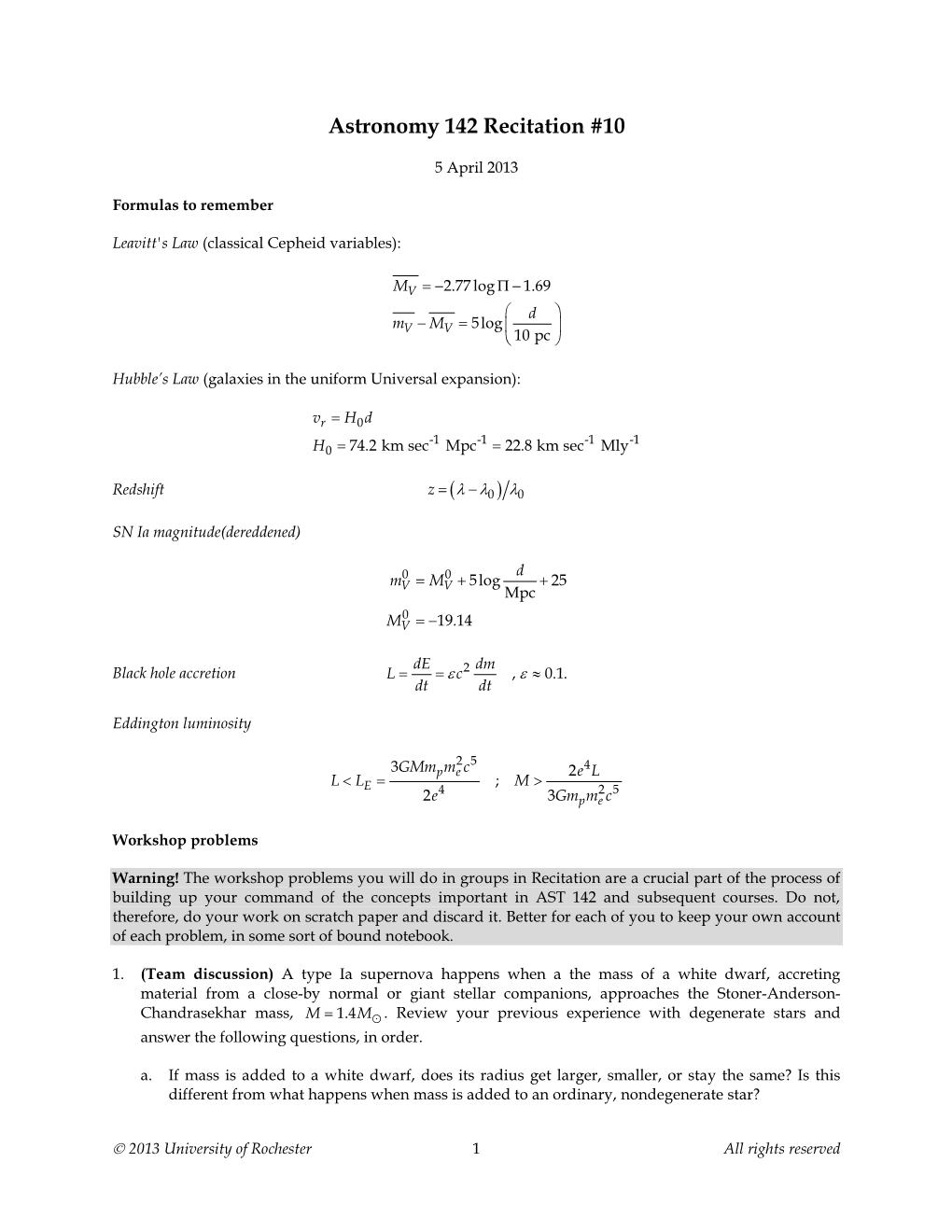 Astronomy 111 Recitation #1