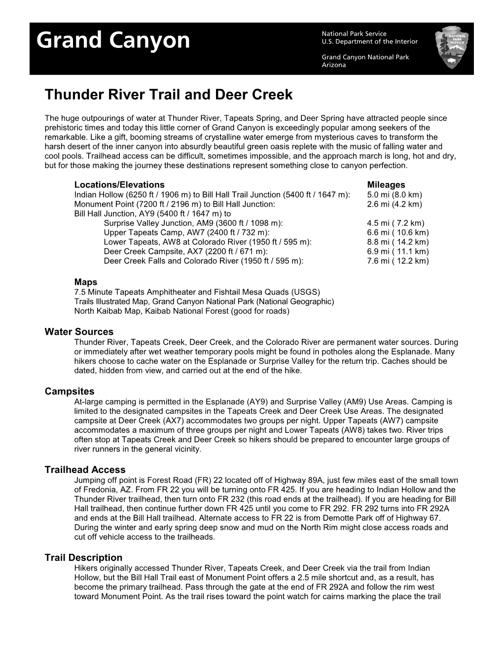 Thunder River Trail and Deer Creek