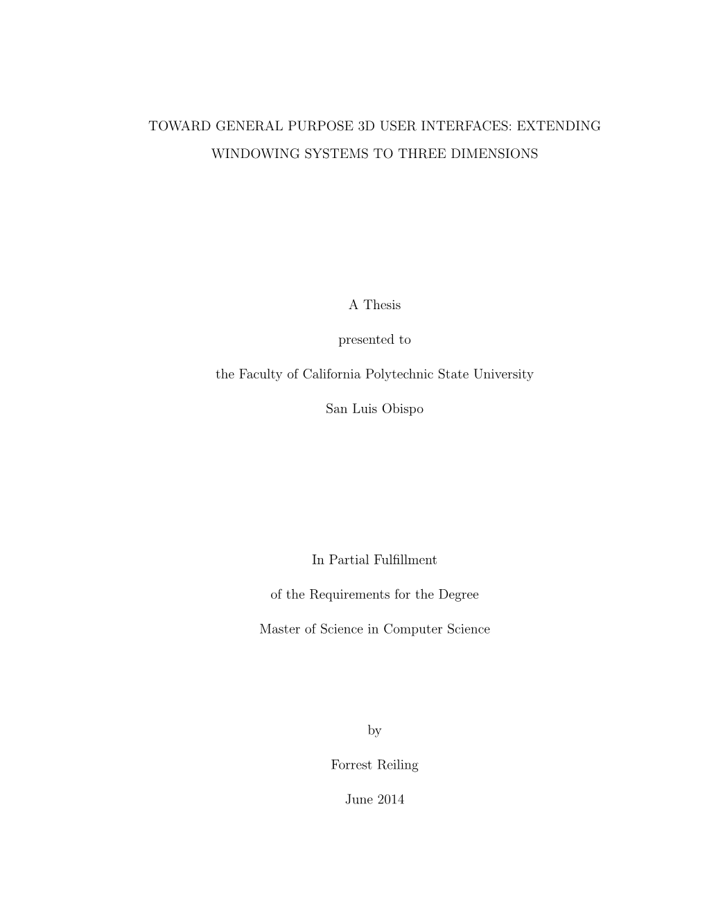 Toward General Purpose 3D User Interfaces: Extending Windowing Systems to Three Dimensions