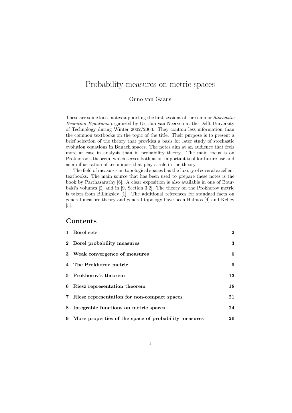 Probability Measures on Metric Spaces