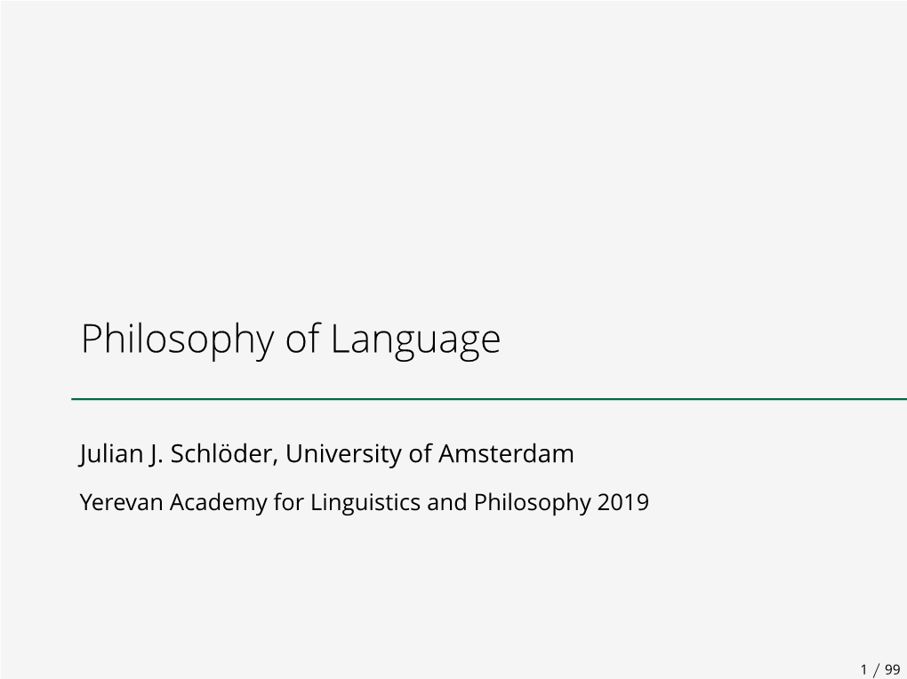 Philosophy of Language