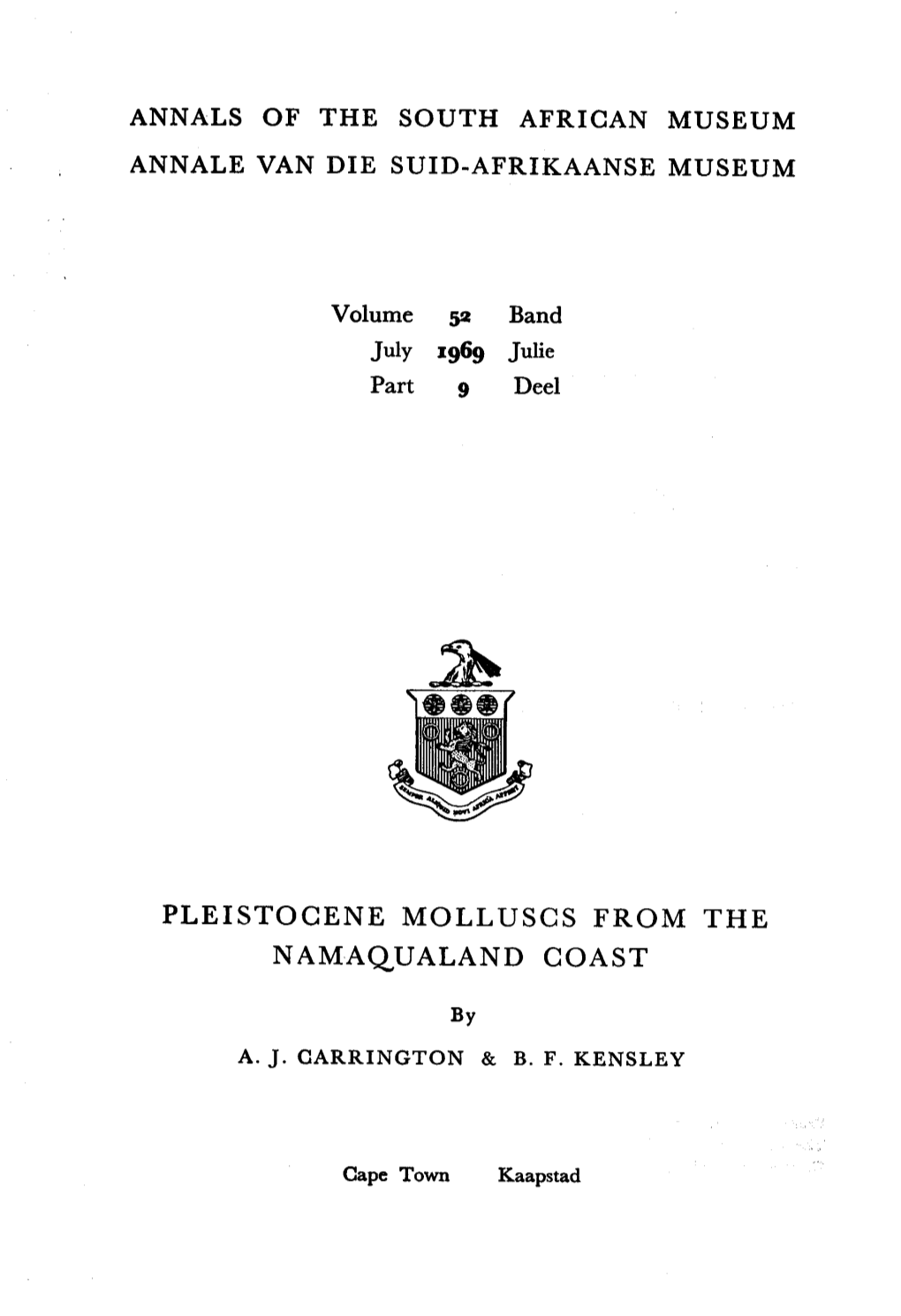 Pleistocene Molluscs from the Namaqualand Coast