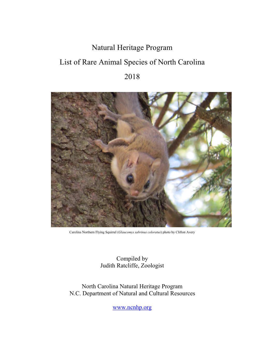 Natural Heritage Program List of Rare Animal Species of North Carolina 2018