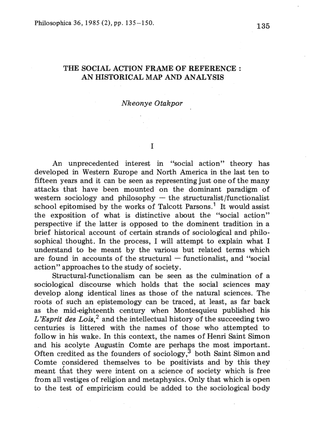 The Social Action Frame of Reference: an Historical Map and Analysis