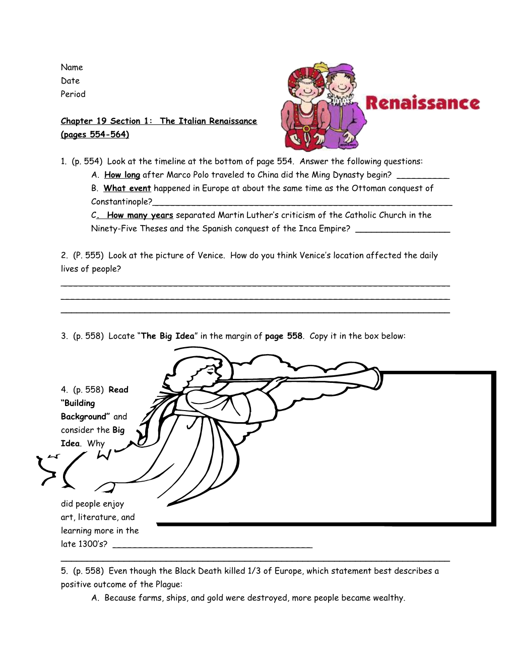 Chapter 19 Section 1: the Italian Renaissance