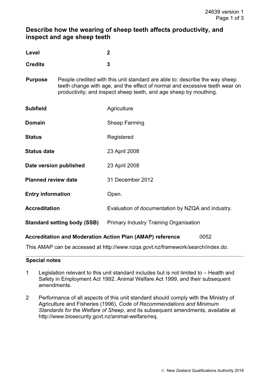 24639 Describe How the Wearing of Sheep Teeth Affects Productivity, and Inspect and Age