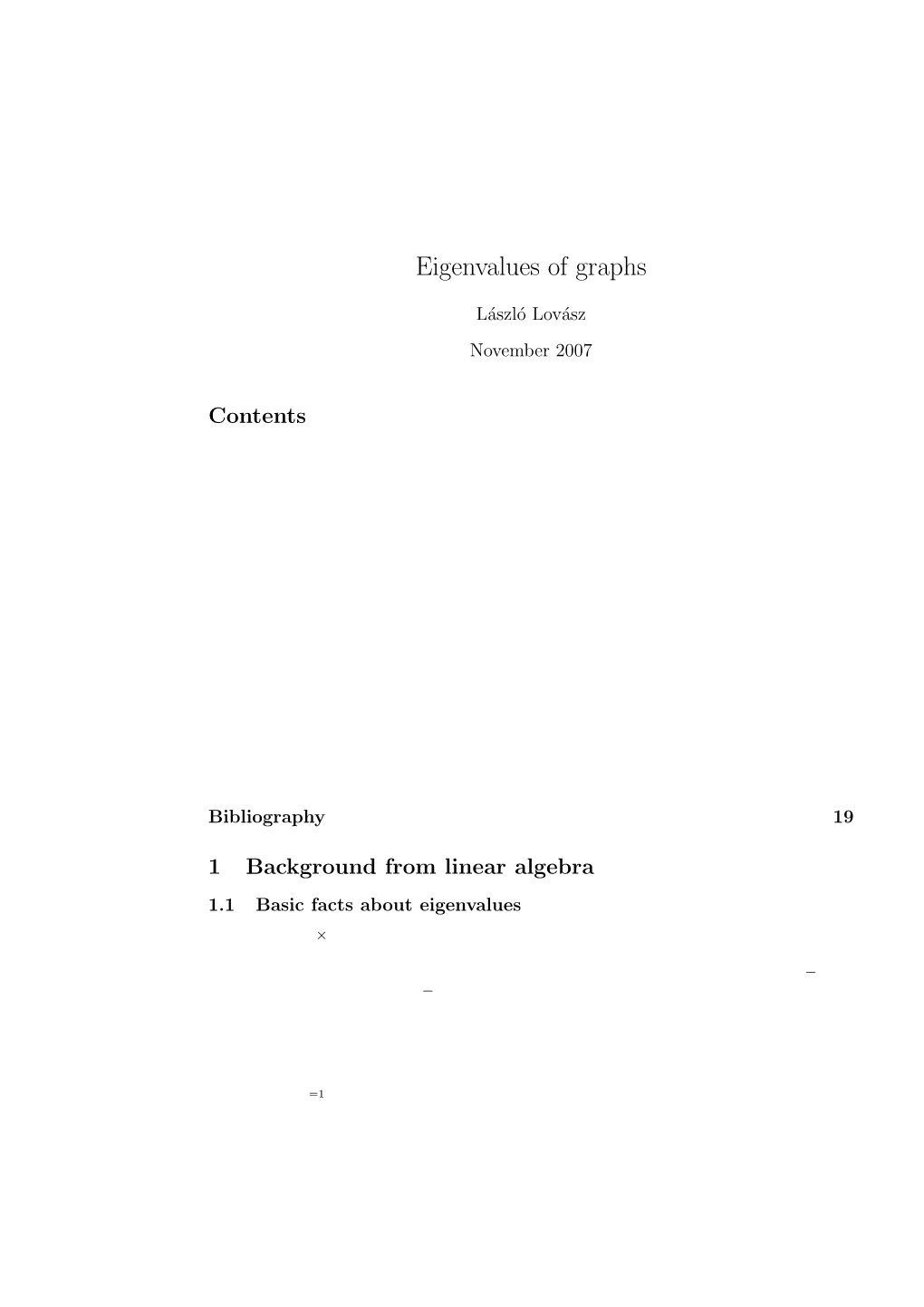 Eigenvalues of Graphs