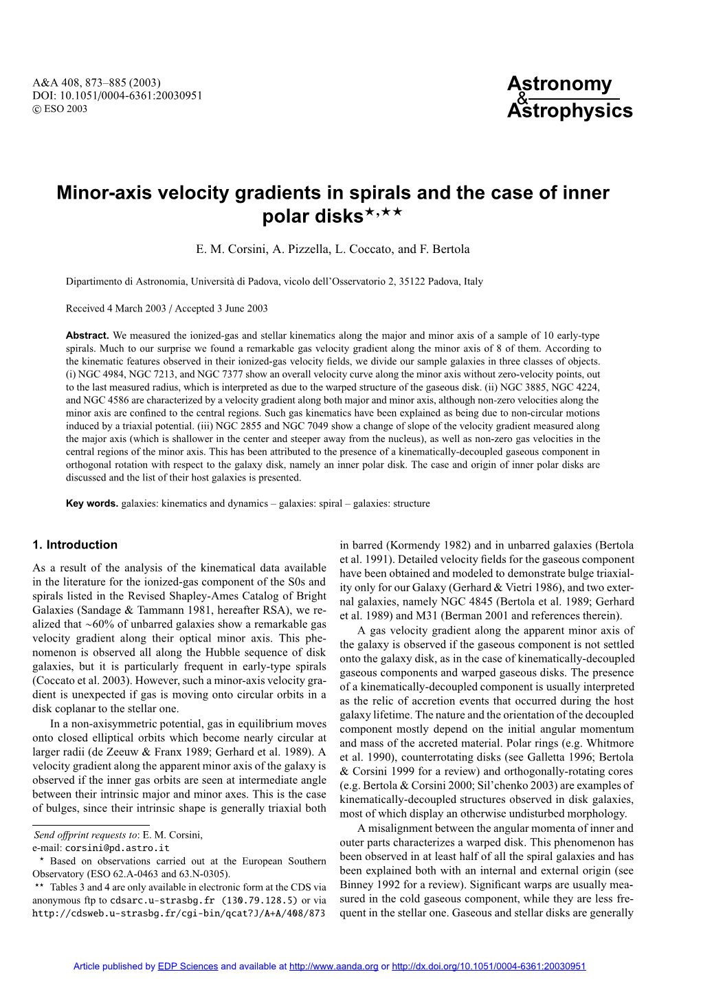 Minor-Axis Velocity Gradients in Spirals and the Case of Inner Polar Disks?,??