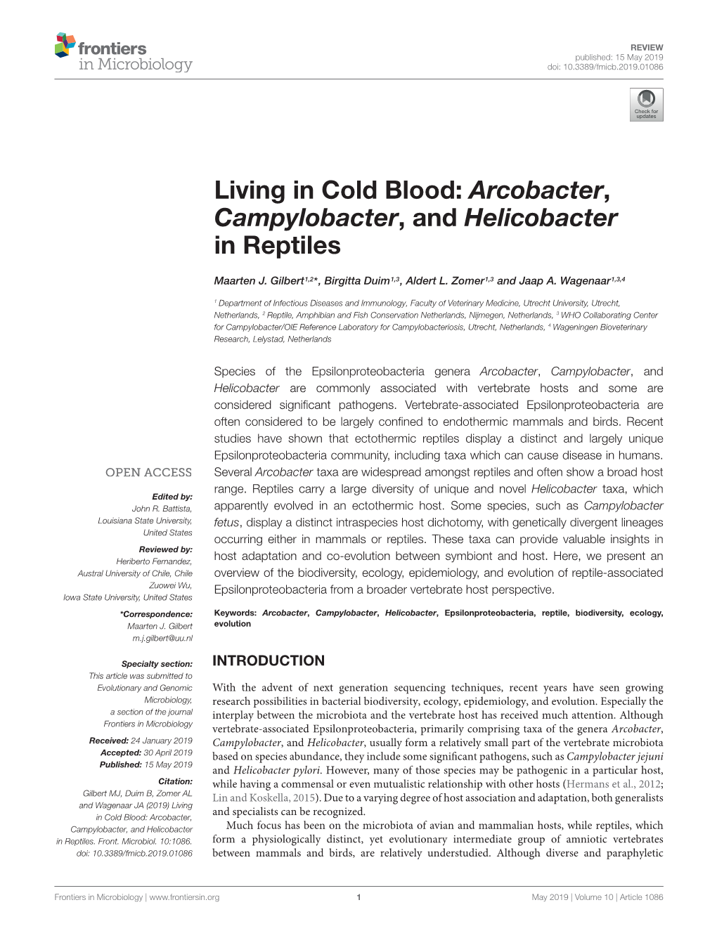 Arcobacter, Campylobacter, and Helicobacter in Reptiles