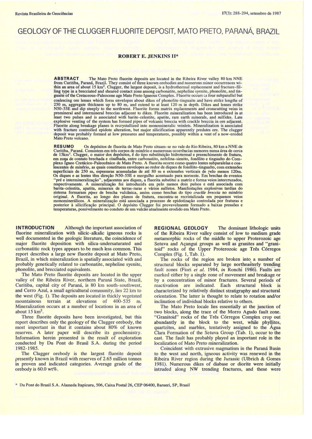 Geology of the Cluggerfluorite Deposit