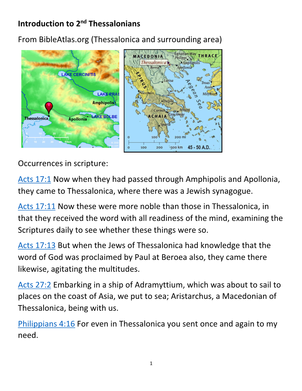 2 Thessalonians Introductory Handout