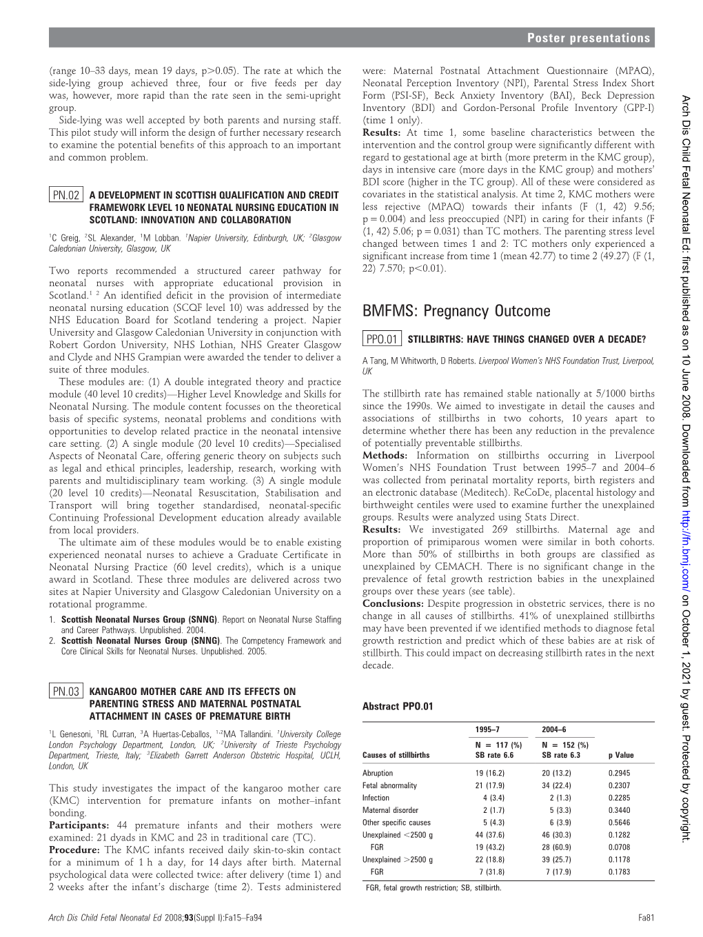 BMFMS: Pregnancy Outcome NHS Education Board for Scotland Tendering a Project