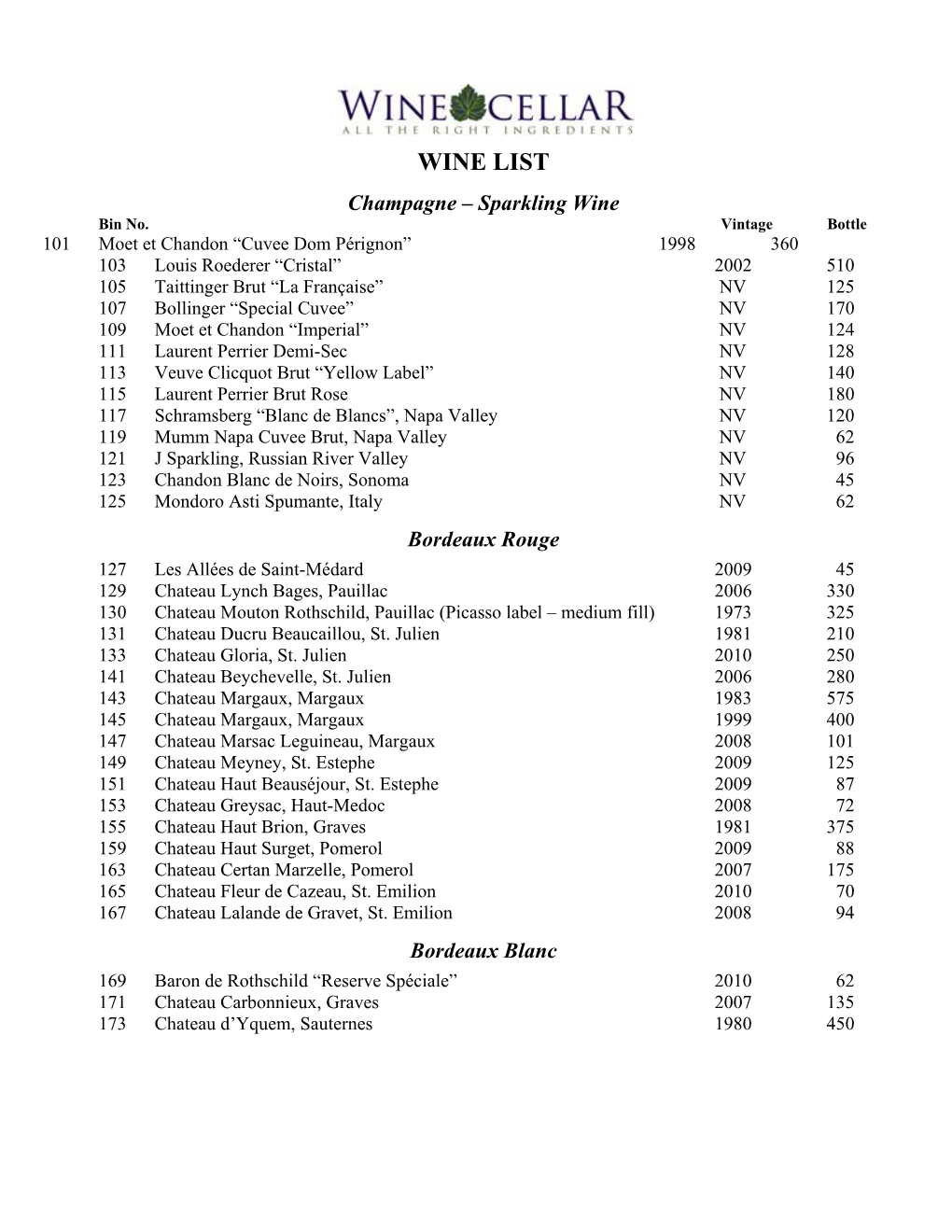 Download Printable Wine List