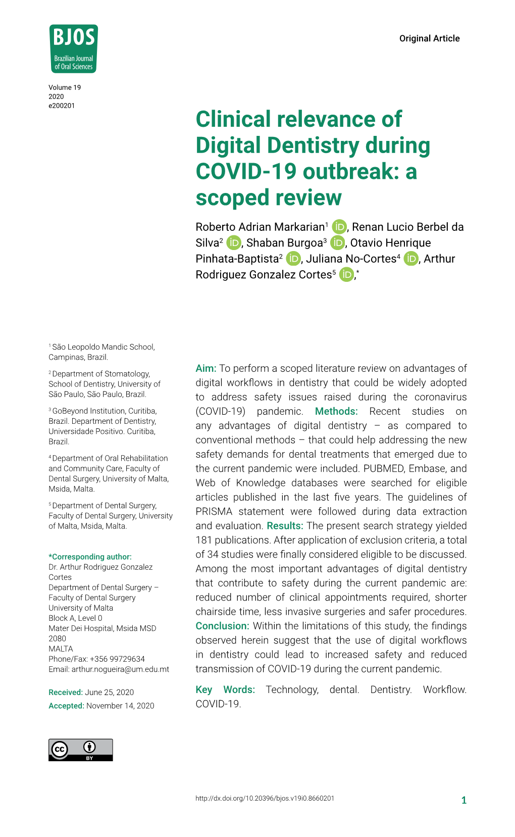 Clinical Relevance of Digital Dentistry During COVID-19 Outbreak: A