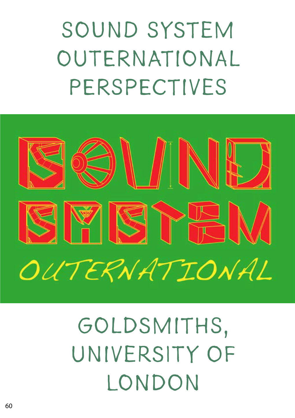 Sound System Outernational Perspectives Goldsmiths, University