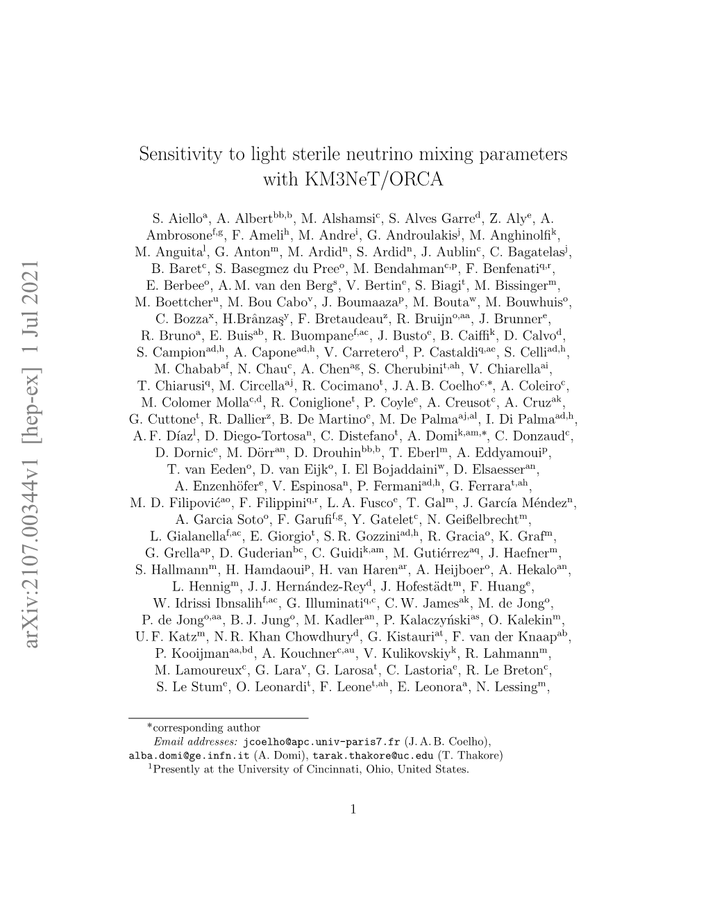 Sensitivity to Light Sterile Neutrino Mixing Parameters with Km3net/ORCA