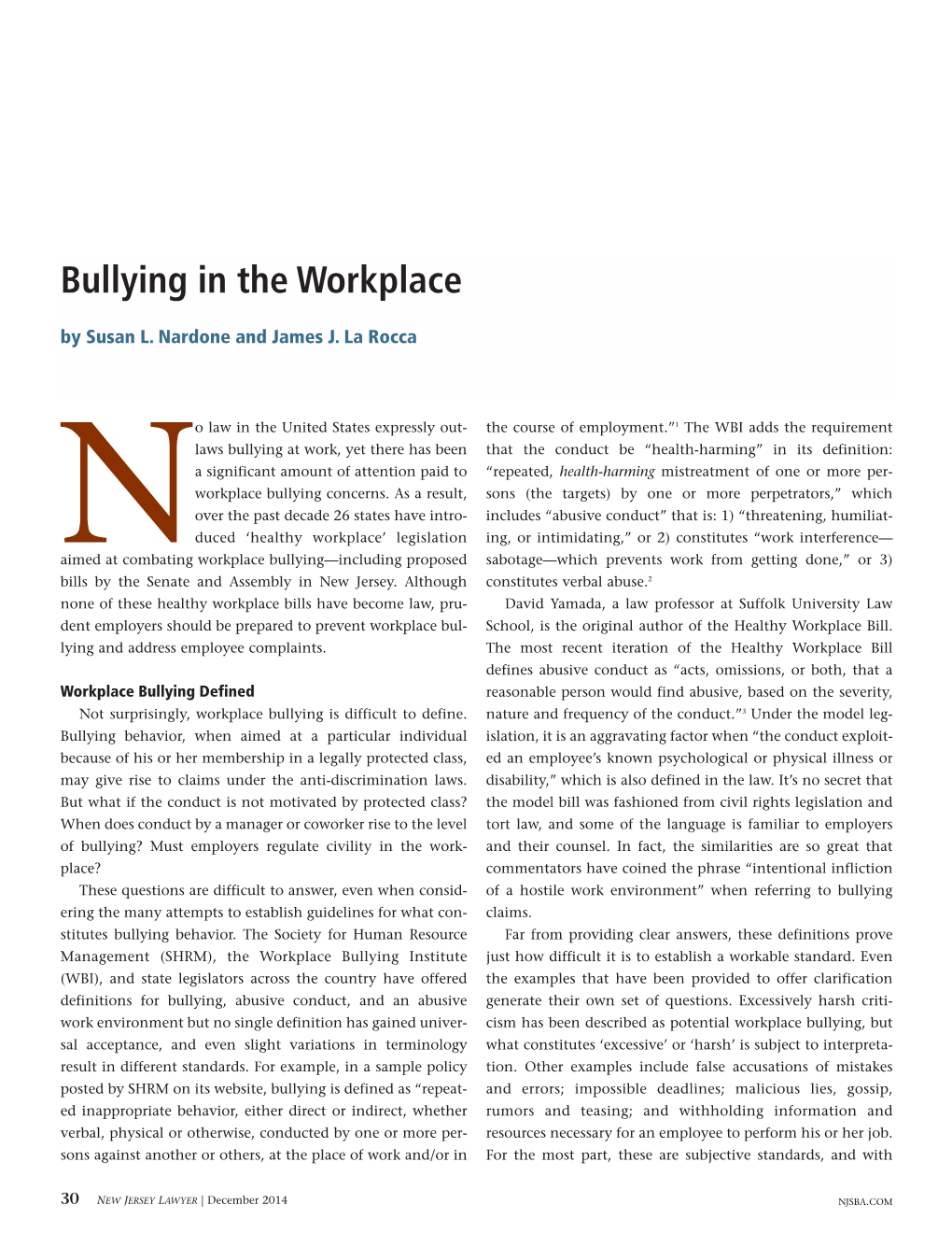 Bullying in the Workplace