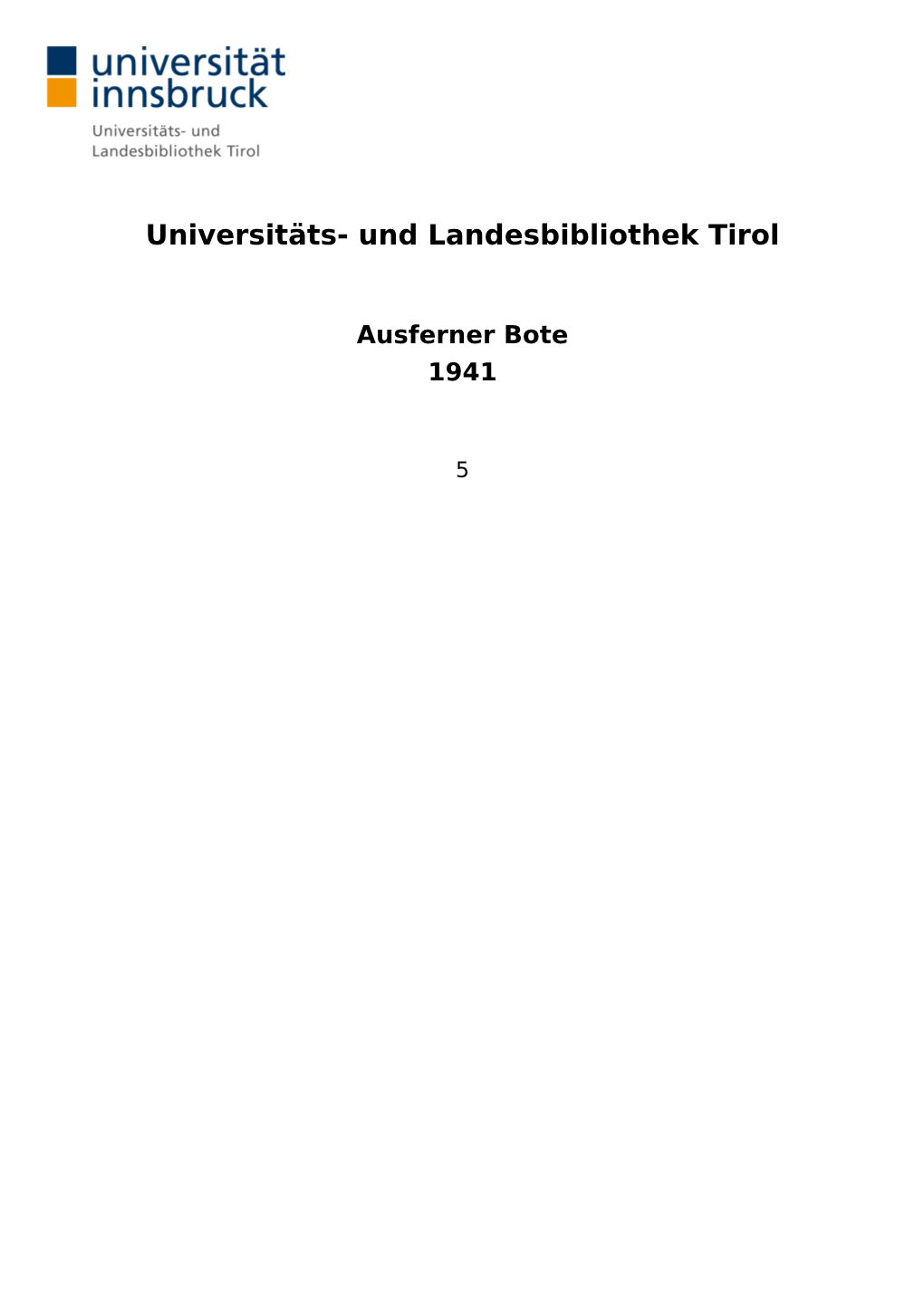 Universitäts- Und Landesbibliothek Tirol