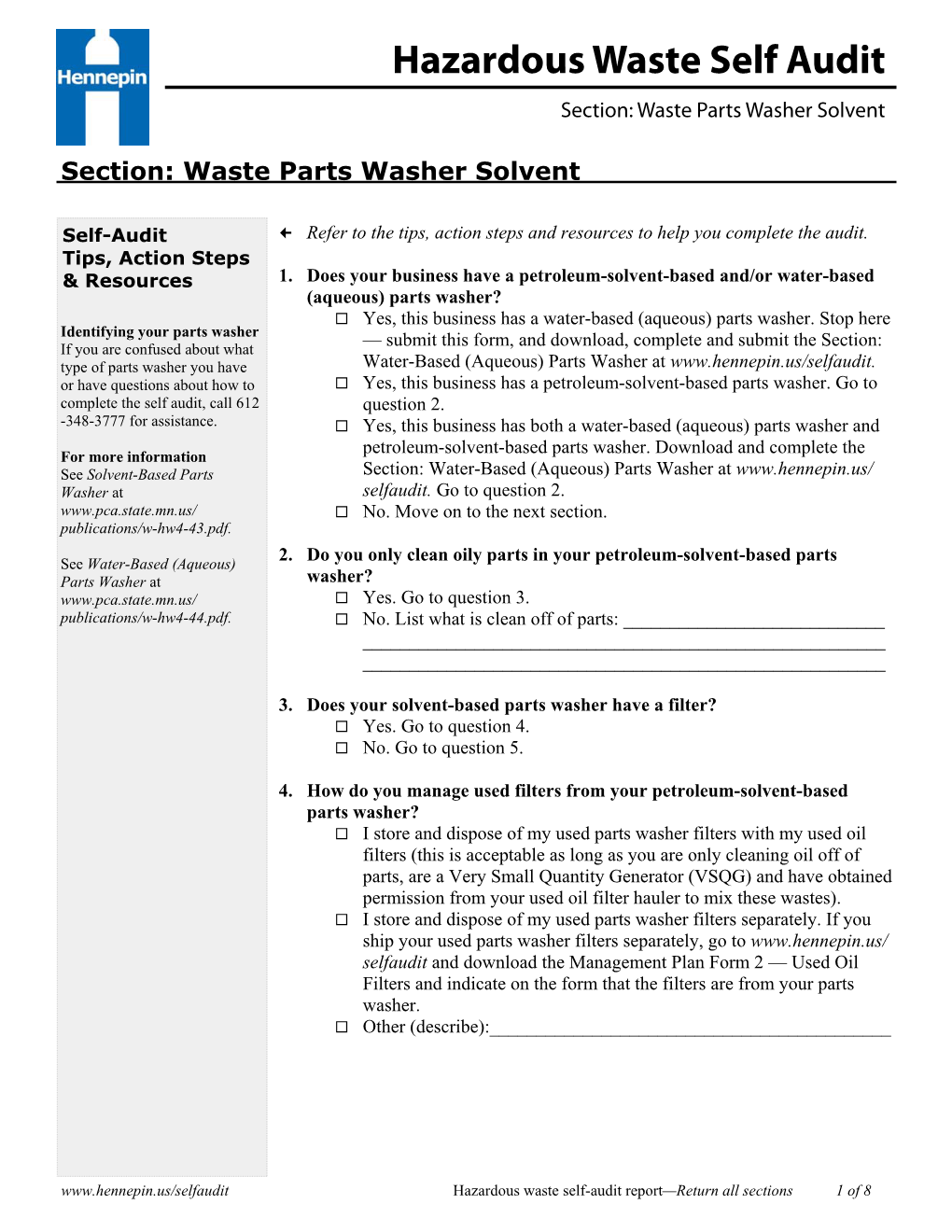 Hazardous Waste Self Audit