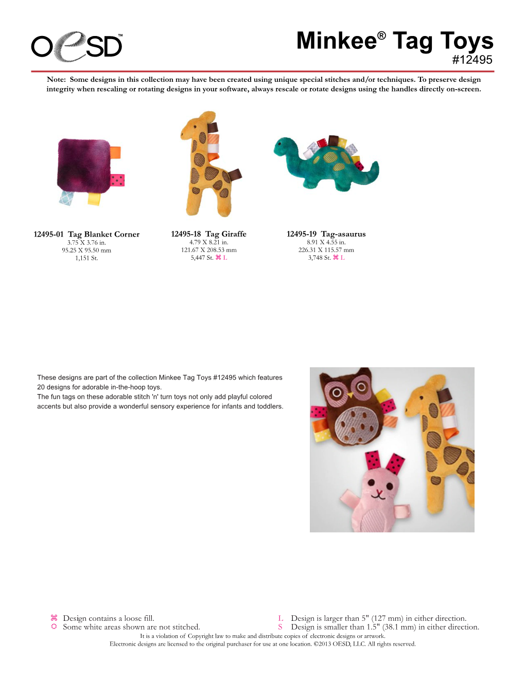 Minkee® Tag Toys #12495