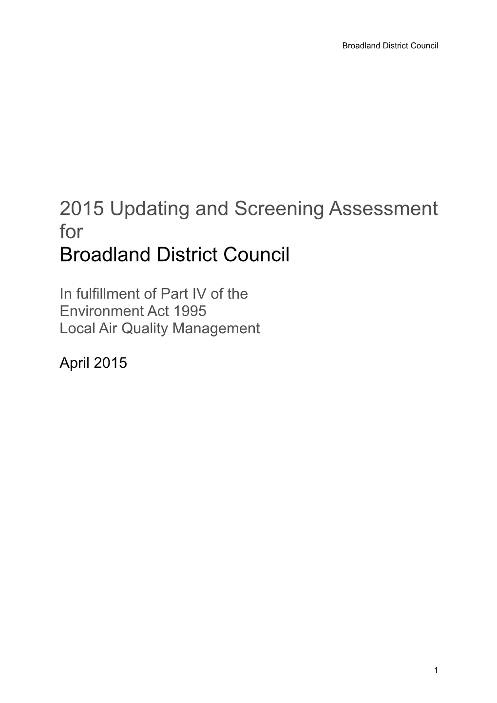 2015 Updating and Screening Assessment For