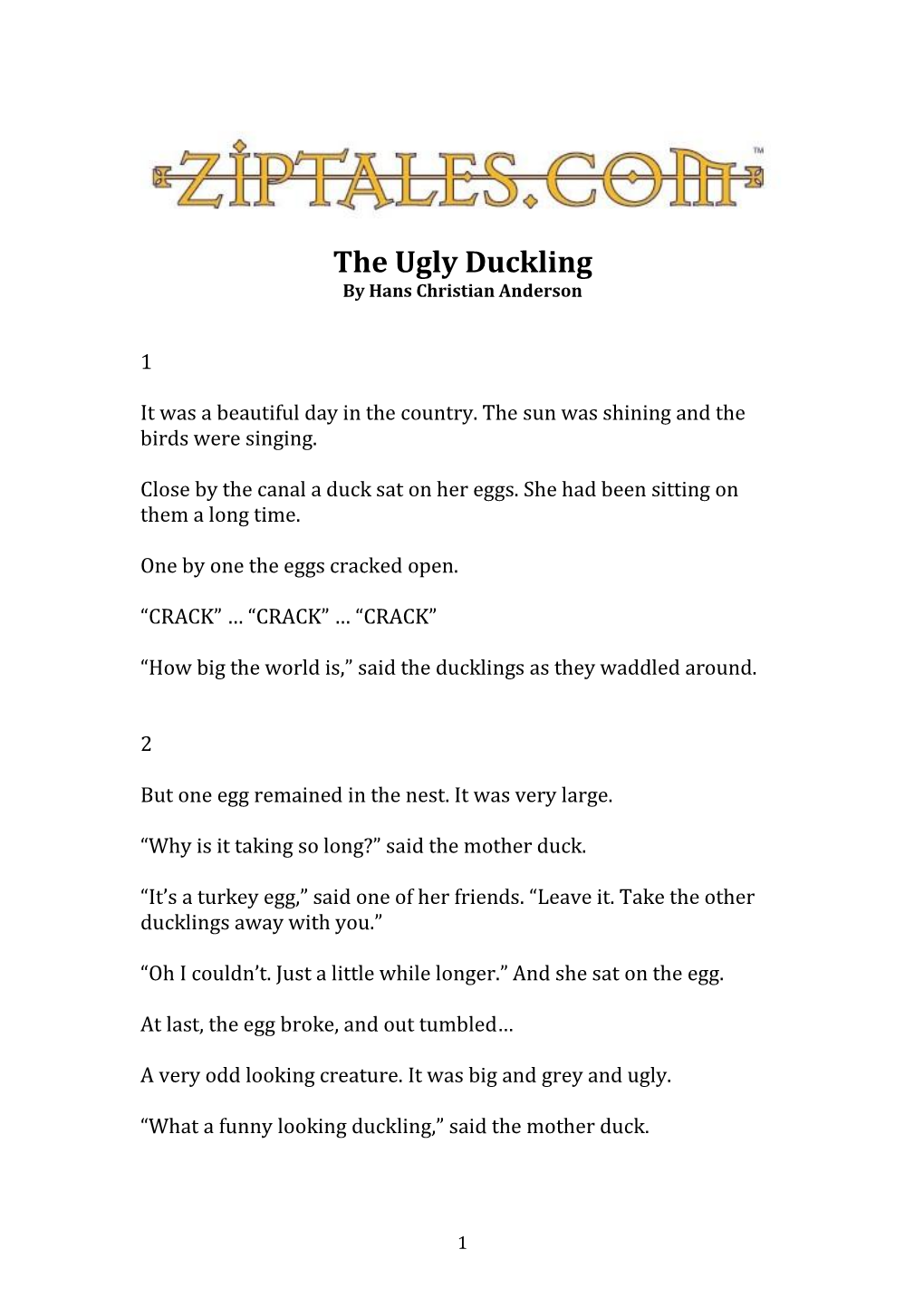 The Ugly Duckling Script