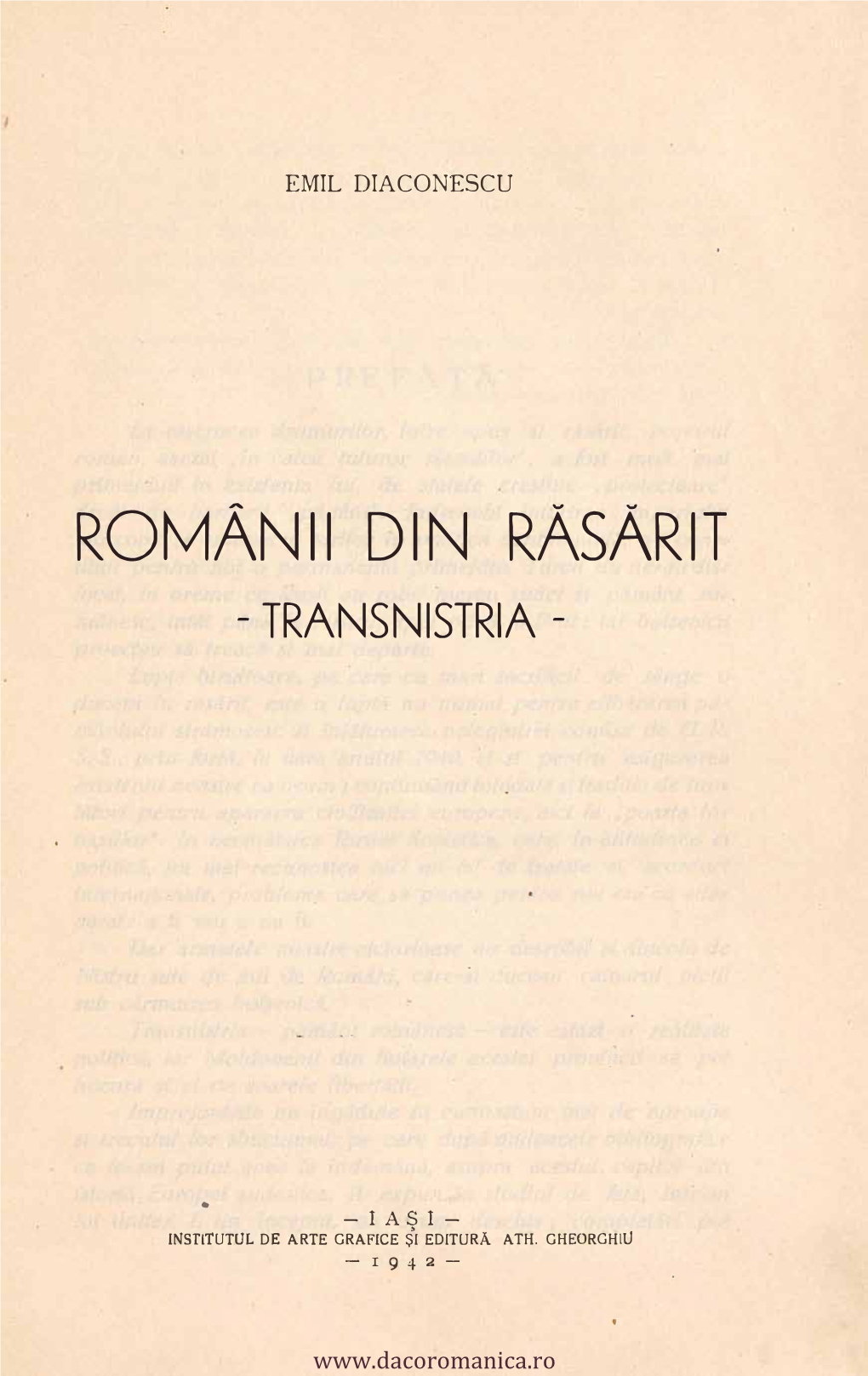 Diaconescu E. Românii Din Răsărit – Transnistria. 1942