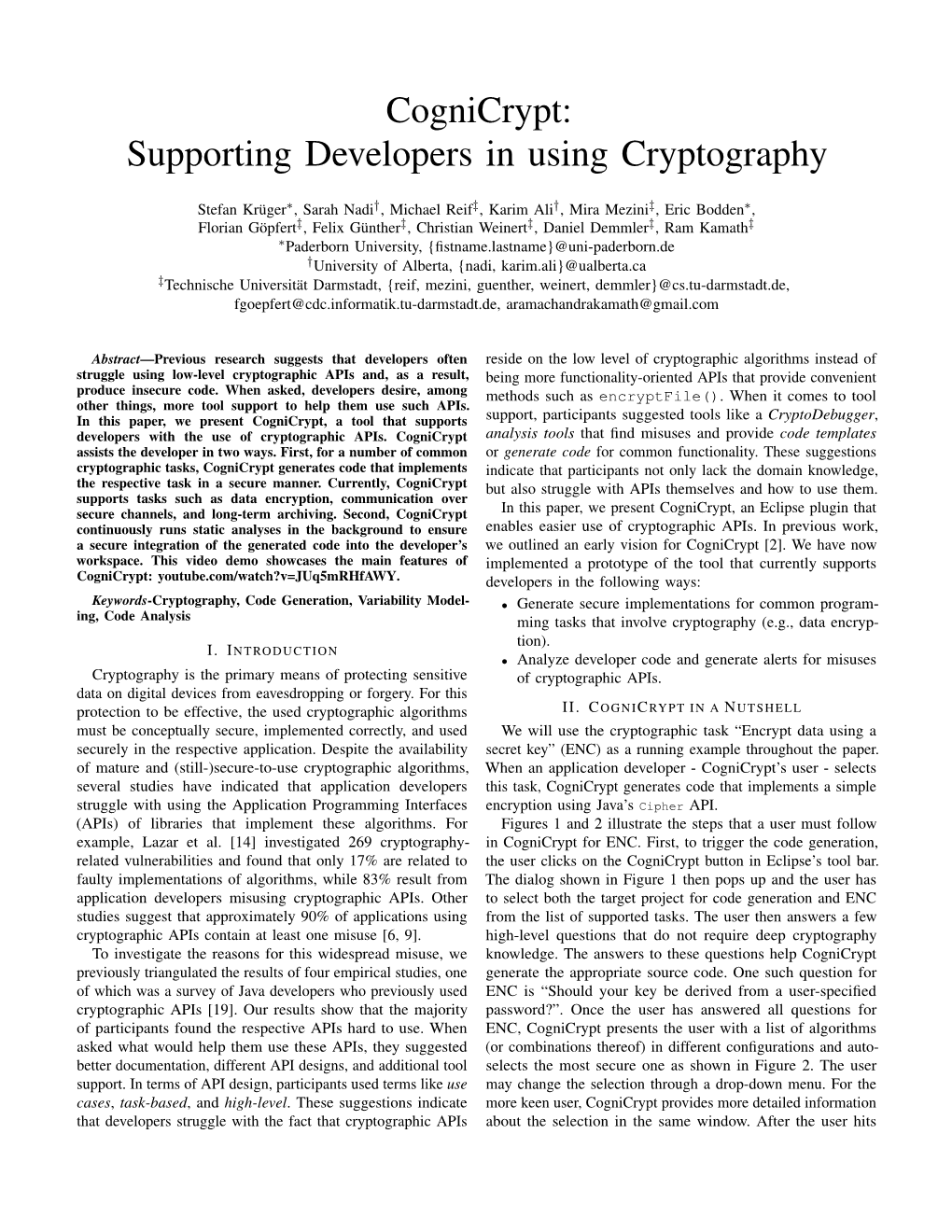 Cognicrypt: Supporting Developers in Using Cryptography