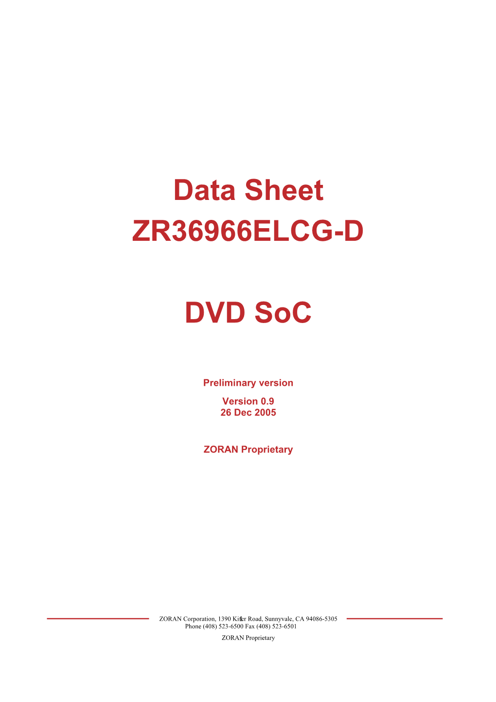 Data Sheet ZR36966ELCG-D DVD