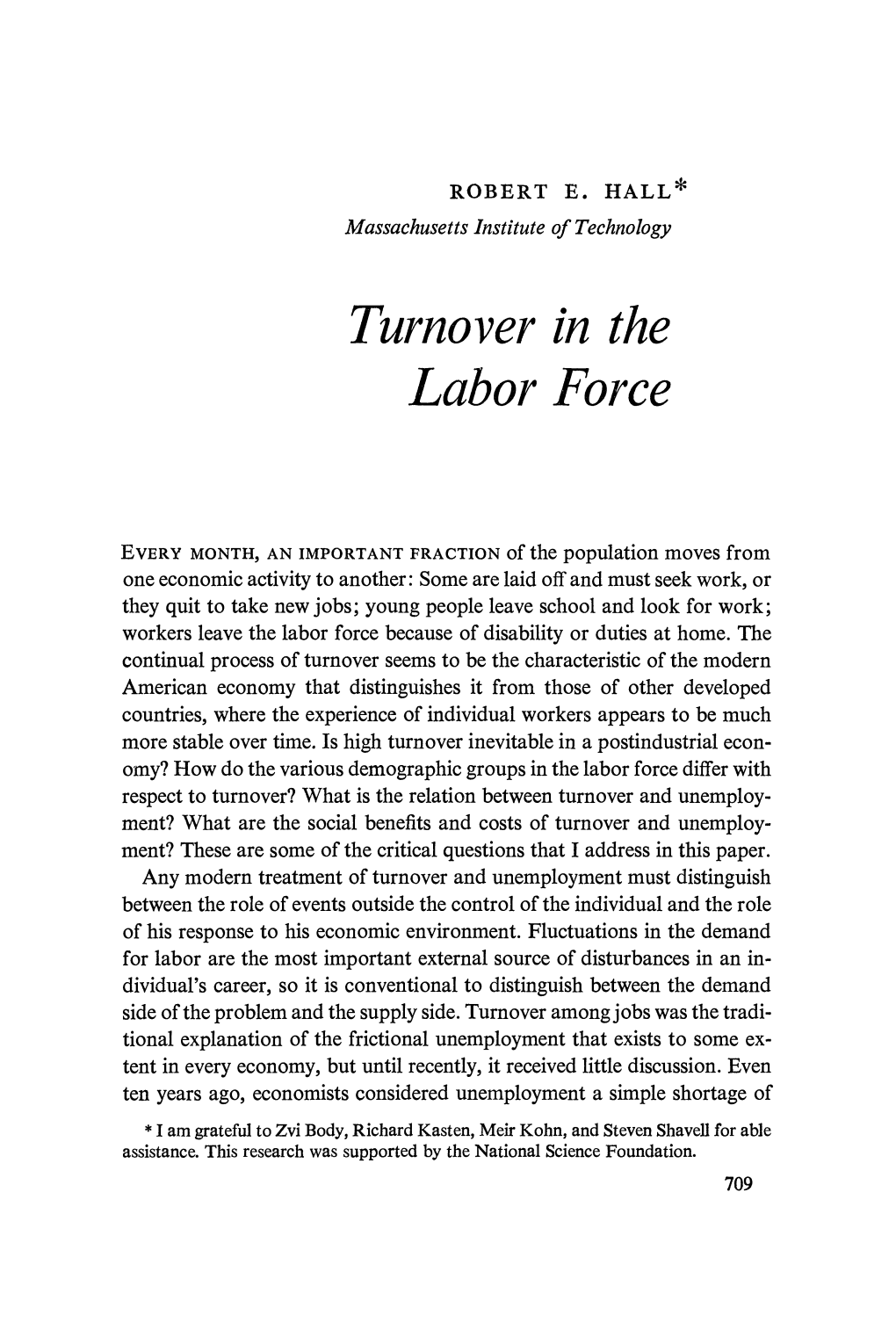 Turnover in the Labor Force