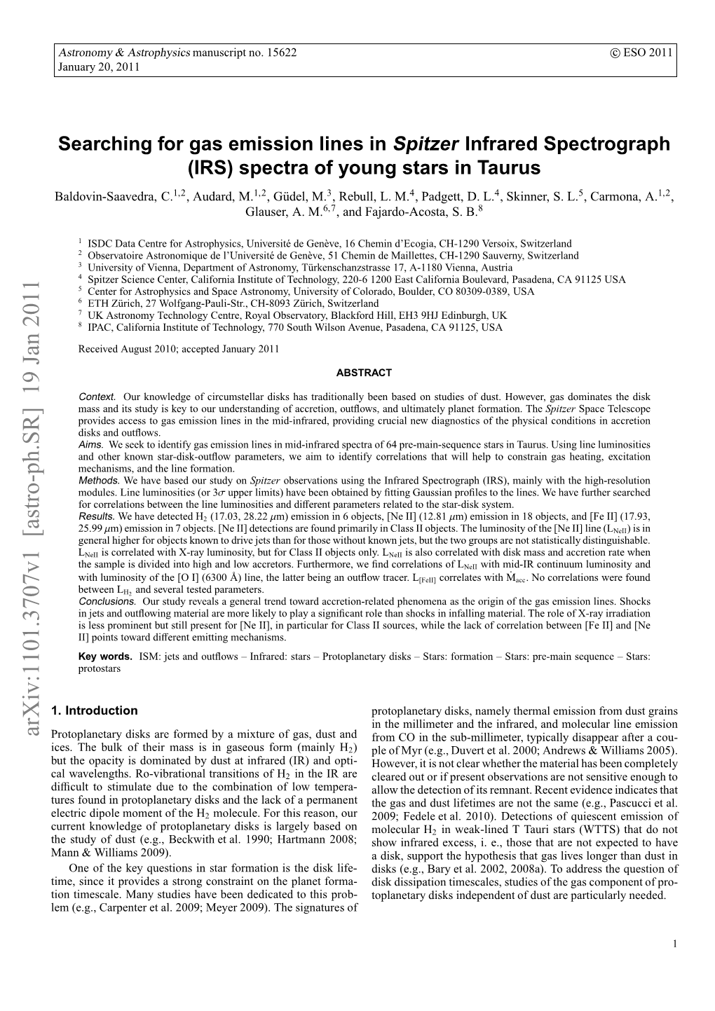 Arxiv:1101.3707V1 [Astro-Ph.SR] 19 Jan 2011 E Eg,Cretre L 09 Ee 09.Tesignature the Pro 2009)