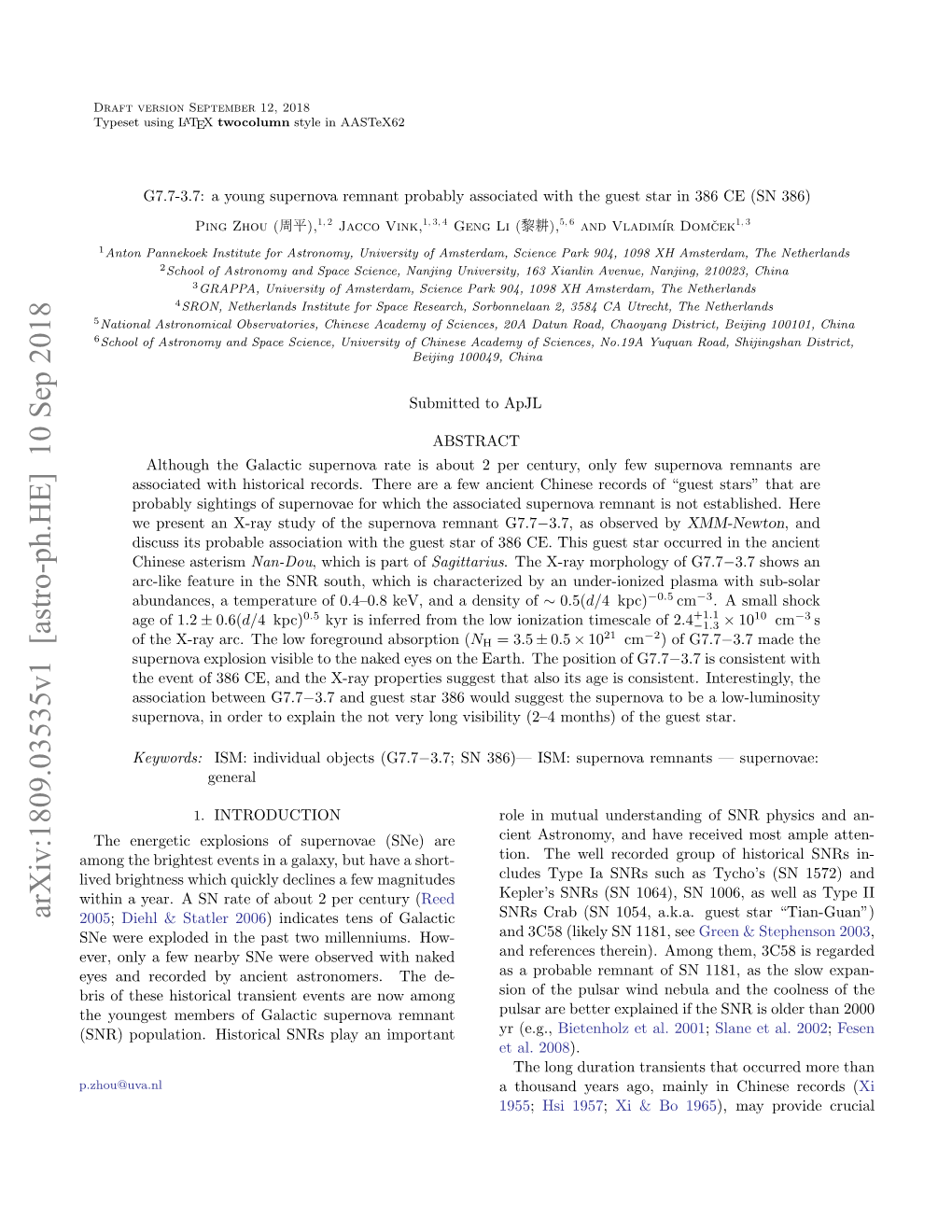 G7. 7-3.7: a Young Supernova Remnant Probably Associated with the Guest