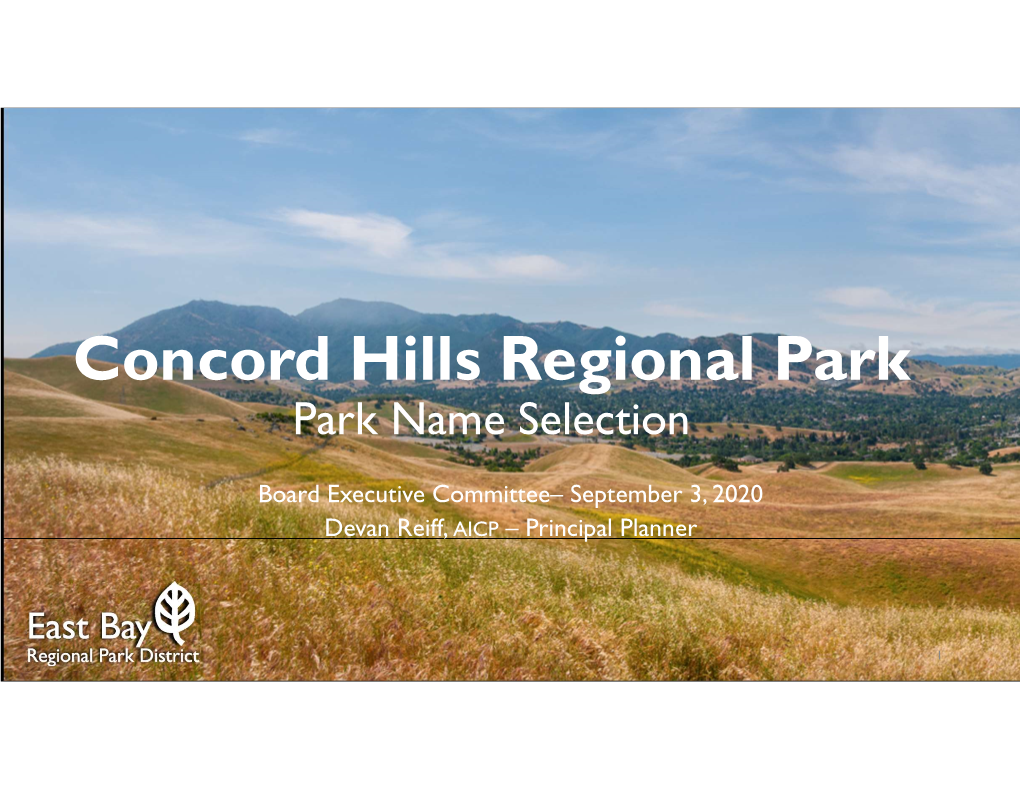 Concord Hills Regional Park Park Name Selection