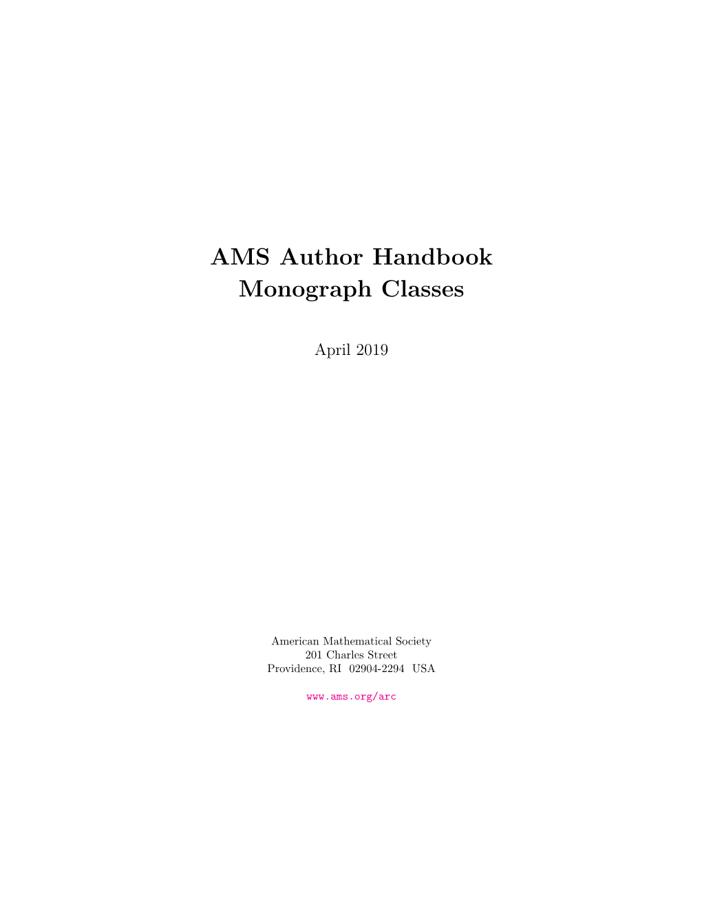 AMS Author Handbook Monograph Classes